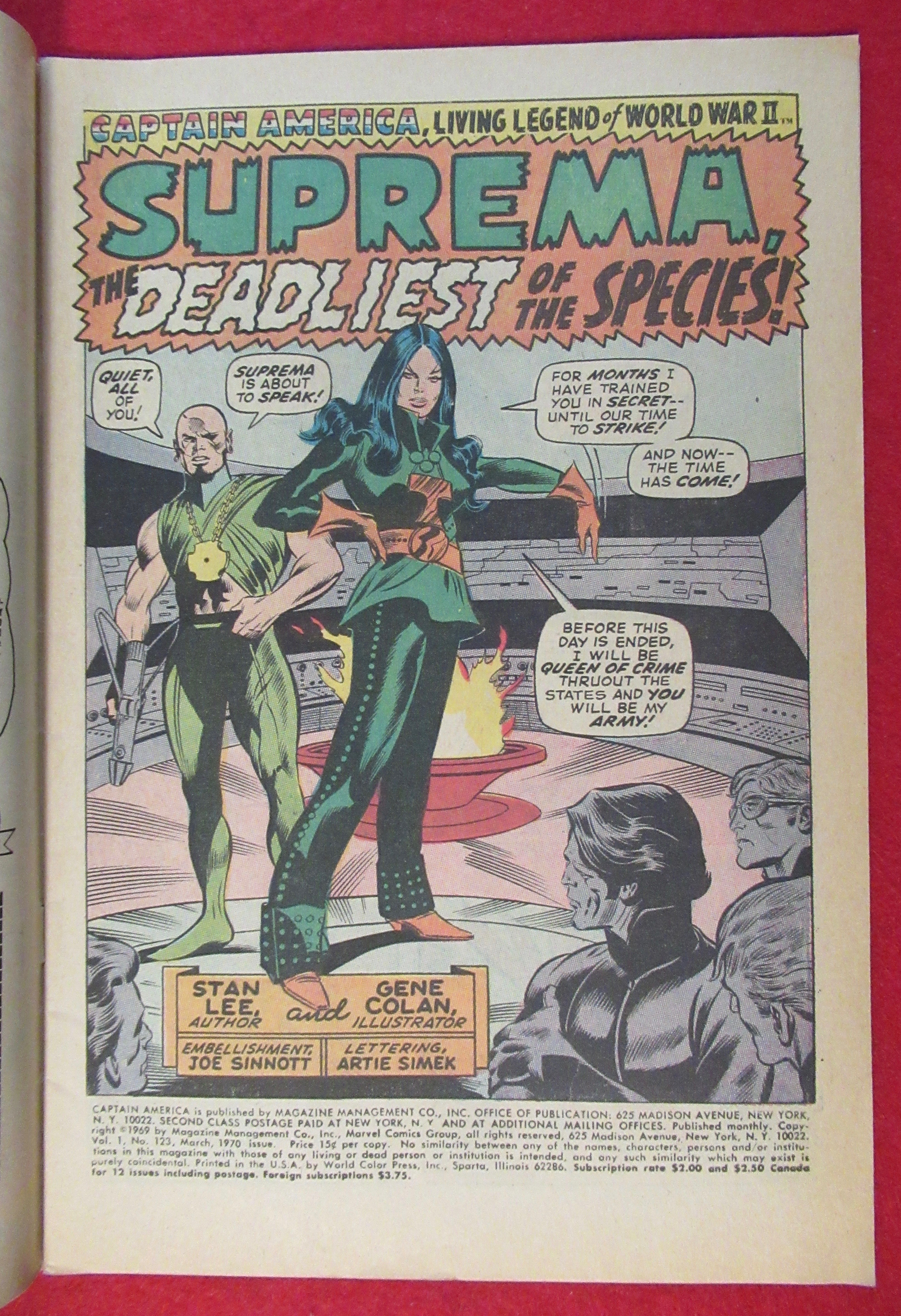 Captain America Comic March 1970 Suprema