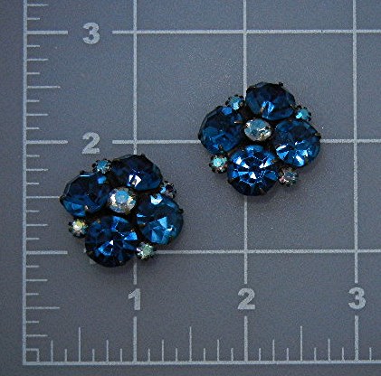 WEISS Blue Crystal Clip Earrings