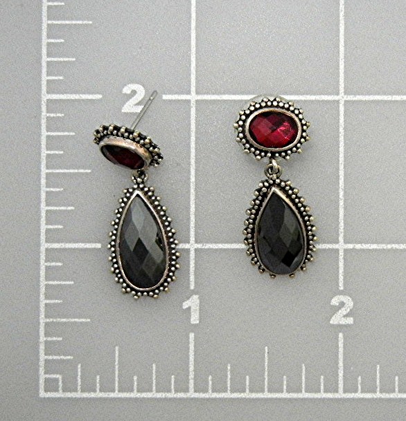 Earrings LORI BONN Pink Topaz Hematite Drops Sterling