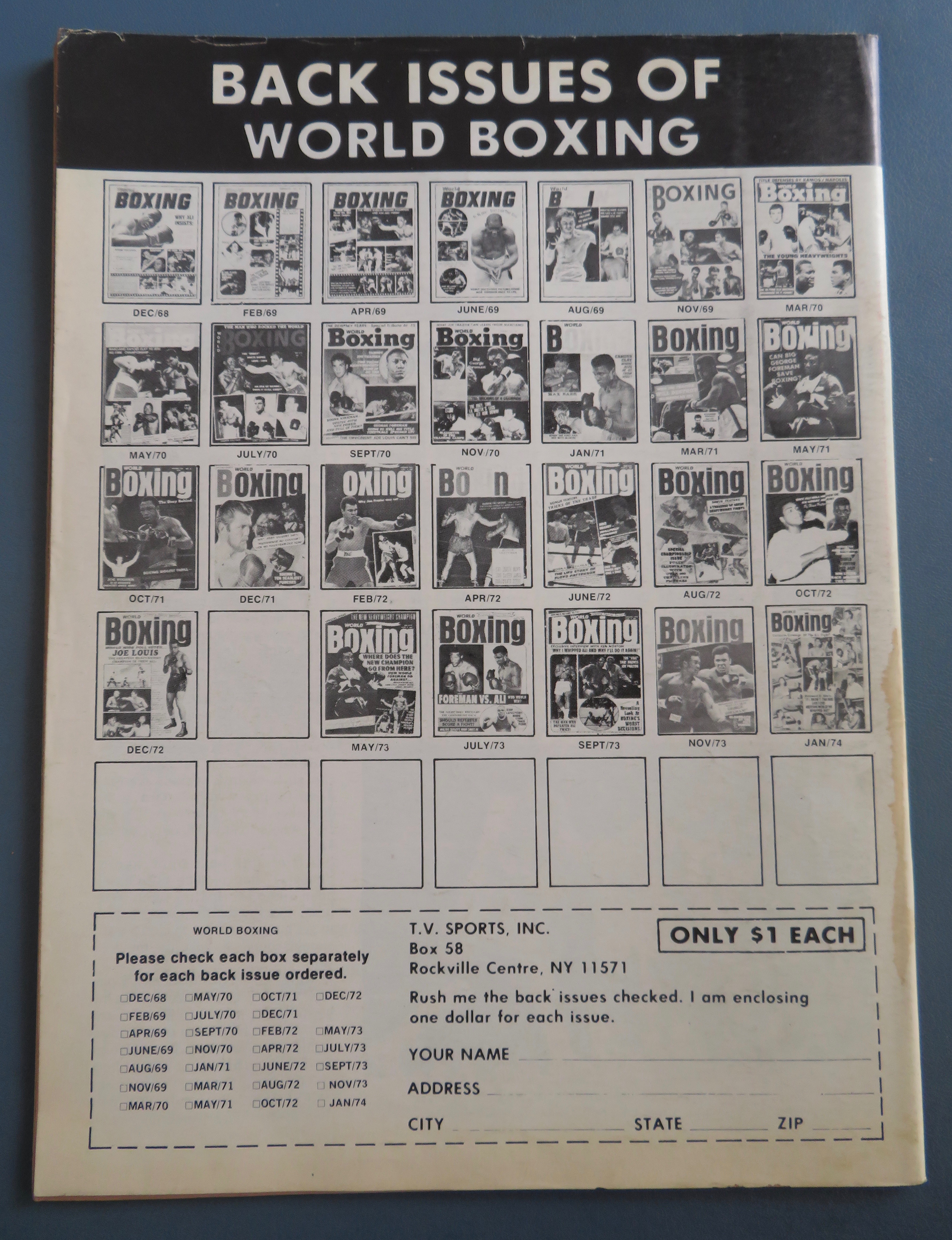 Big Book Of Boxing Magazine October 1974 Ali/Joe
