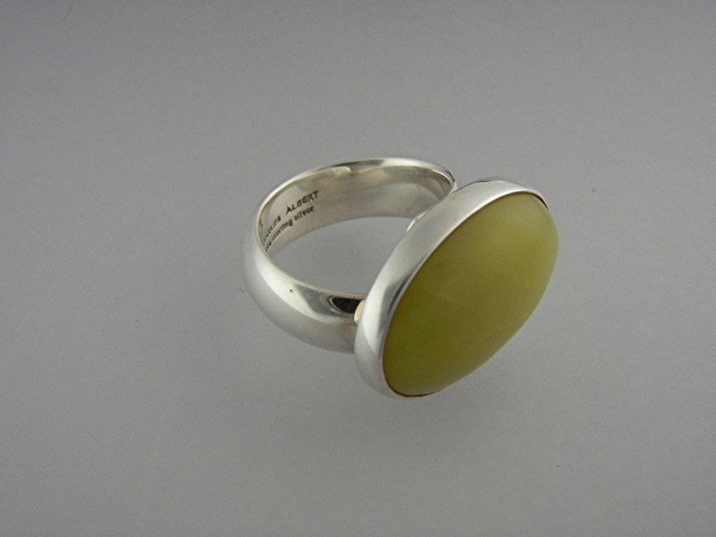 Ring Gold Jade Sterling Silver Charles Albert