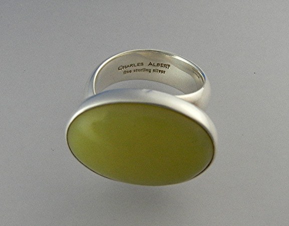 Ring Gold Jade Sterling Silver Charles Albert