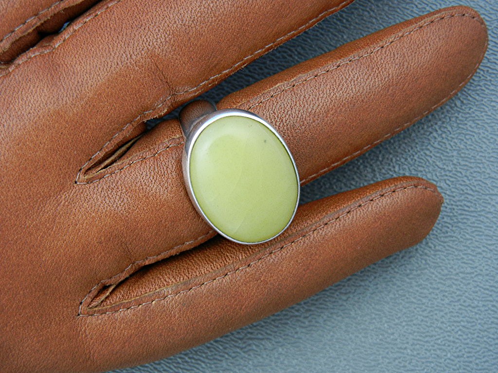 Ring Gold Jade Sterling Silver Charles Albert