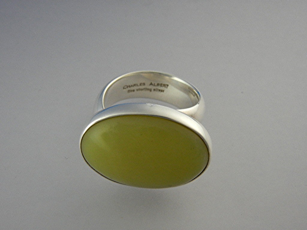 Ring Gold Jade Sterling Silver Charles Albert