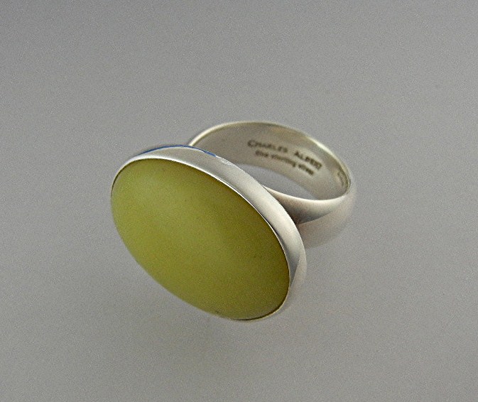 Ring Gold Jade Sterling Silver Charles Albert