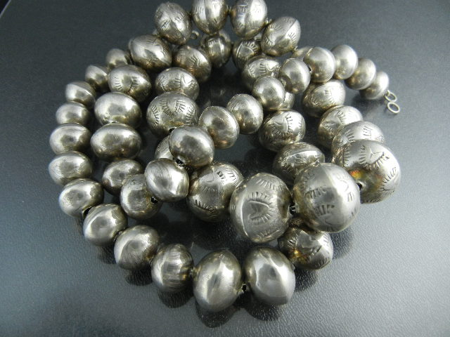 Navajo Pearls Sterling Silver 108 Grams Signed Necklace