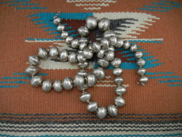 Navajo Pearls Sterling Silver 108 Grams Signed Necklace