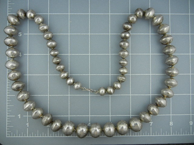 Navajo Pearls Sterling Silver 108 Grams Signed Necklace