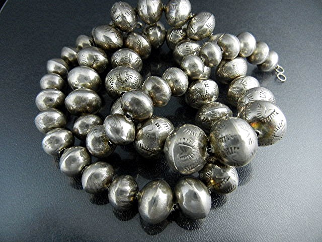 Navajo Pearls Sterling Silver 108 Grams Signed Necklace