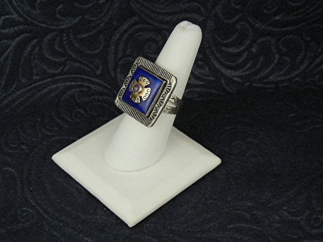 14K Gold Sterling Silver Lapis Amethyst Ring LVA