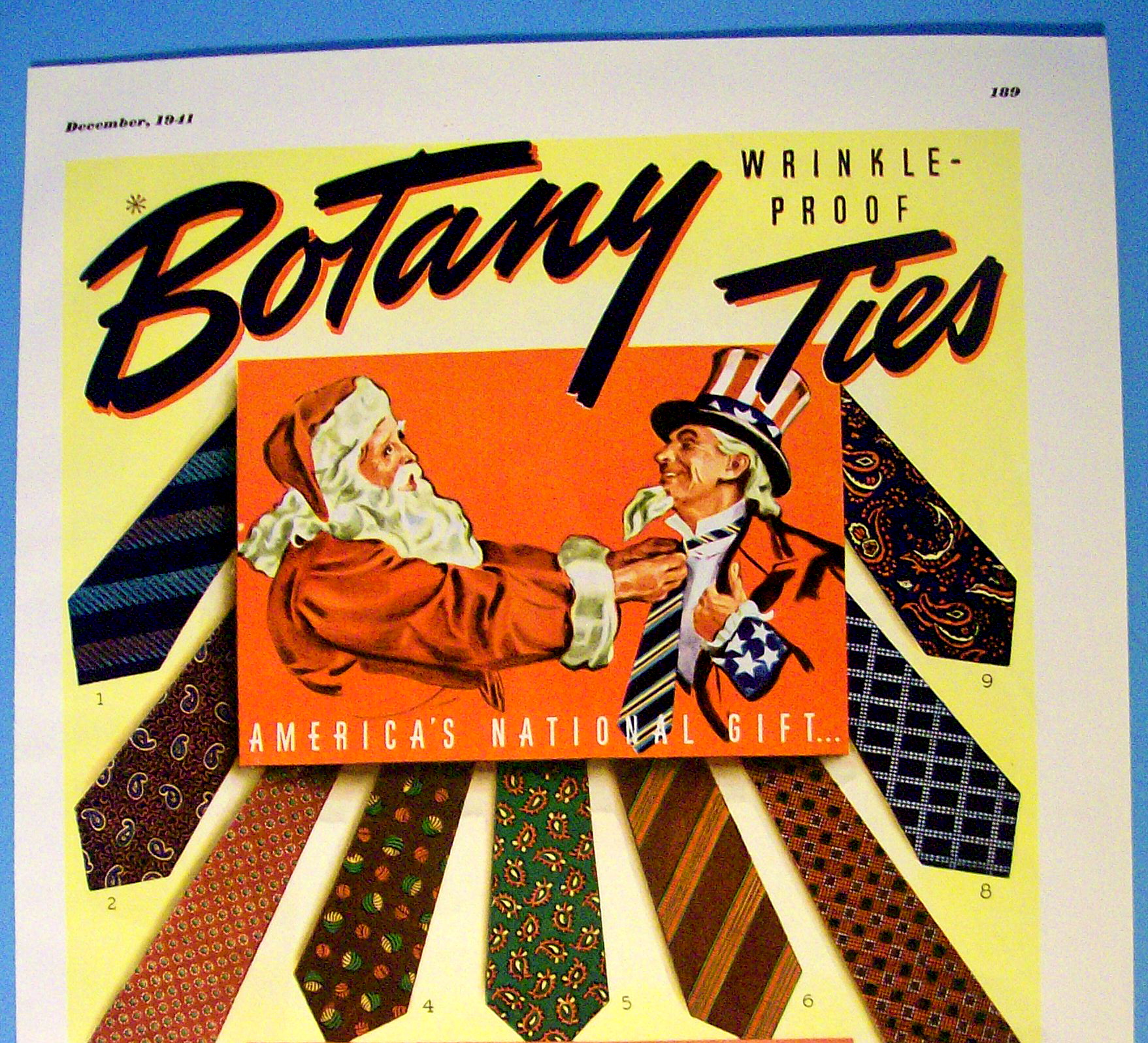 1941 Botany Ties with Santa Claus & Uncle Sam