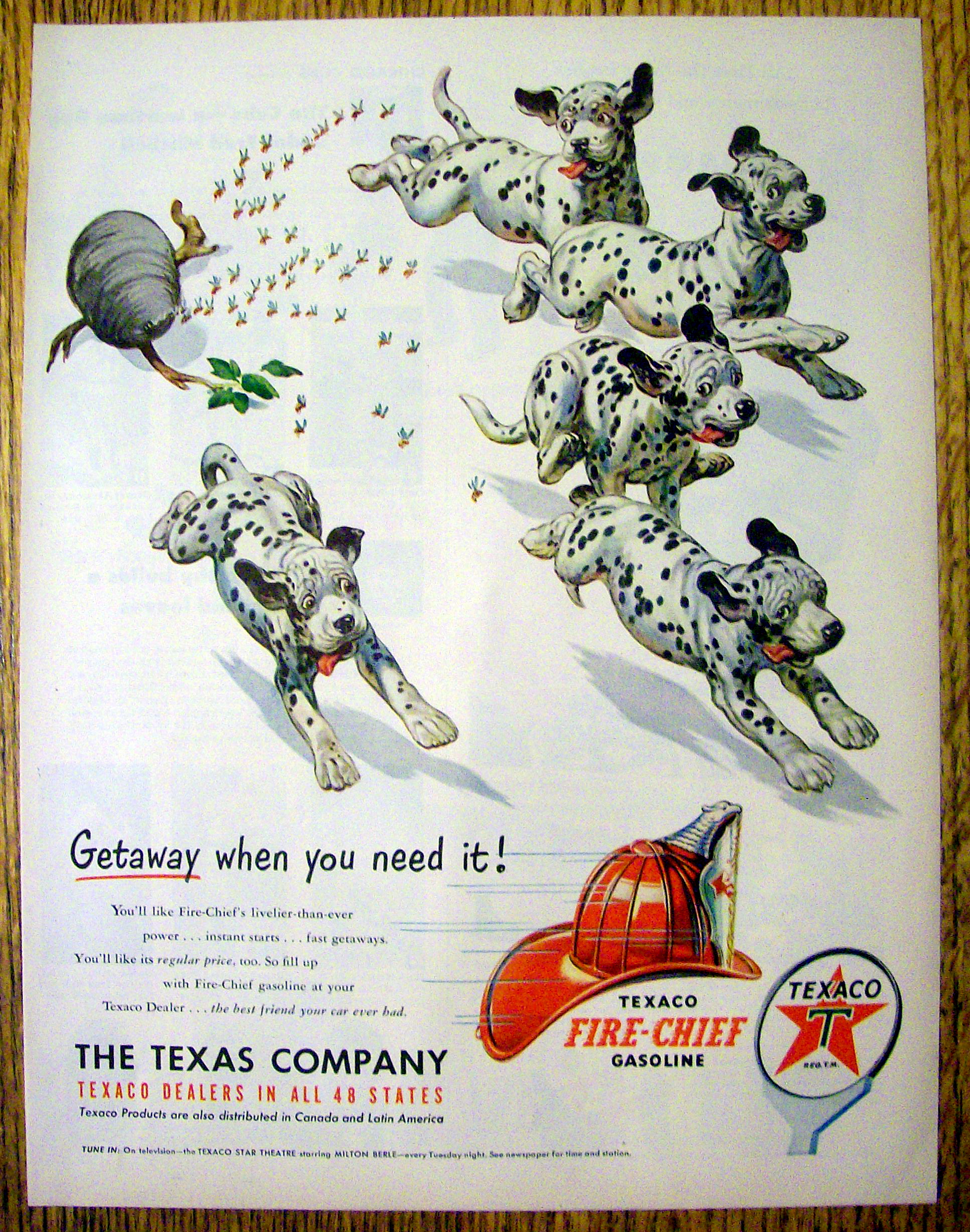 1951 Texaco Fire Chief Gasoline w/Dalmatians