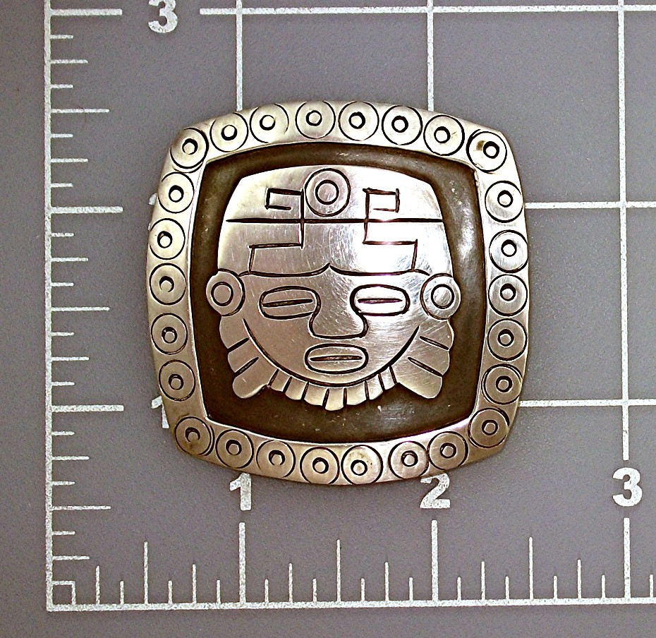 Brooch LOS BALLESTEROS Aztec Face Mexico