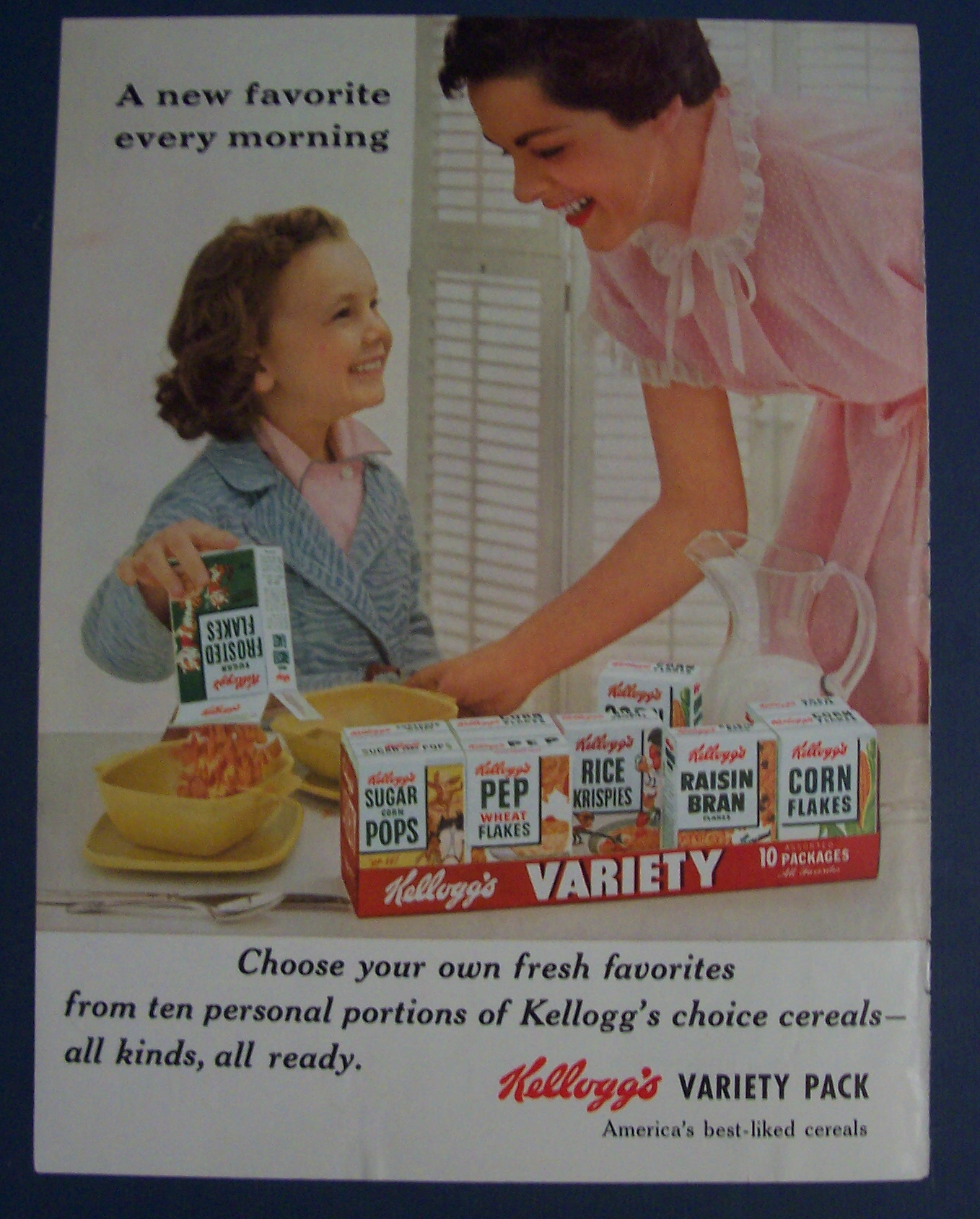 1955 Kellogg's Variety Pack w Little Girl & Cereal