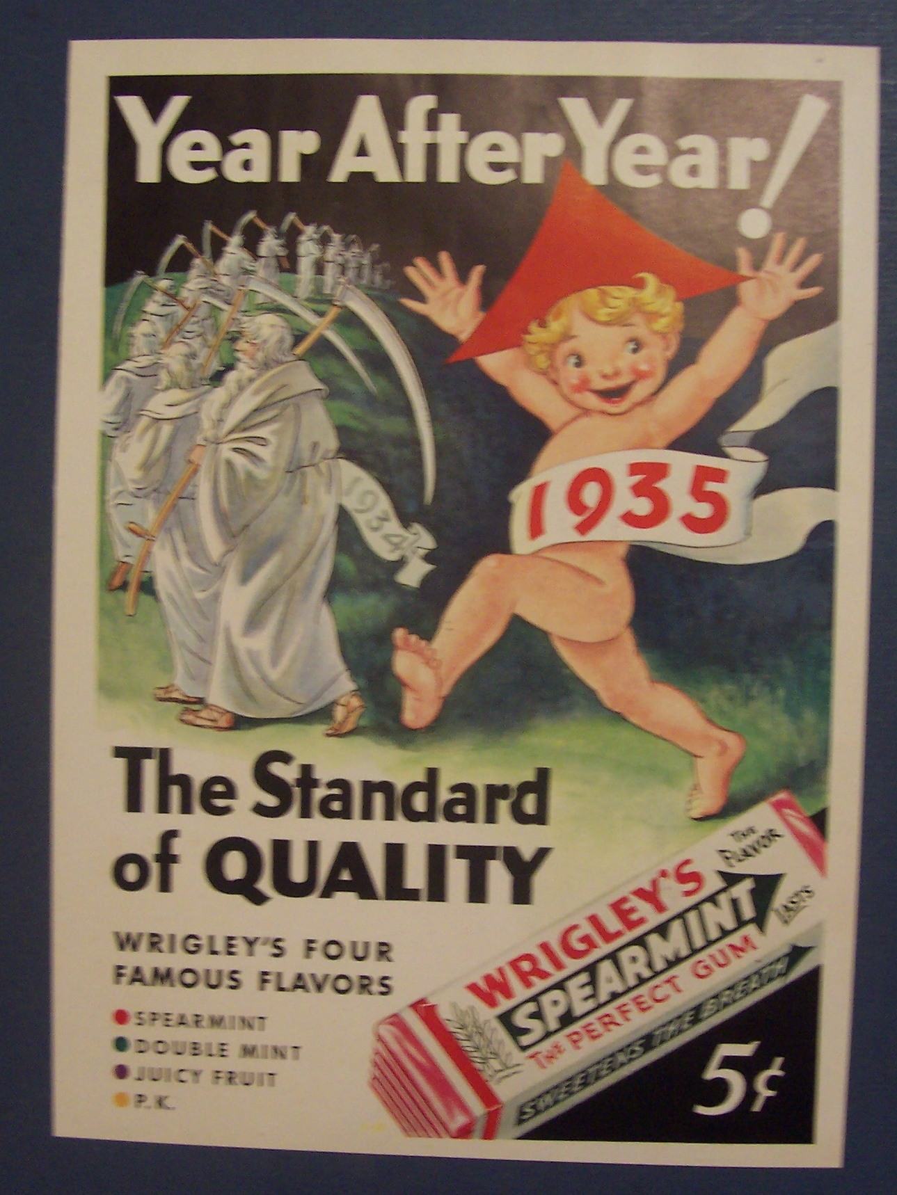 1935 Wrigley's Spearmint Gum Ad with Baby New Year