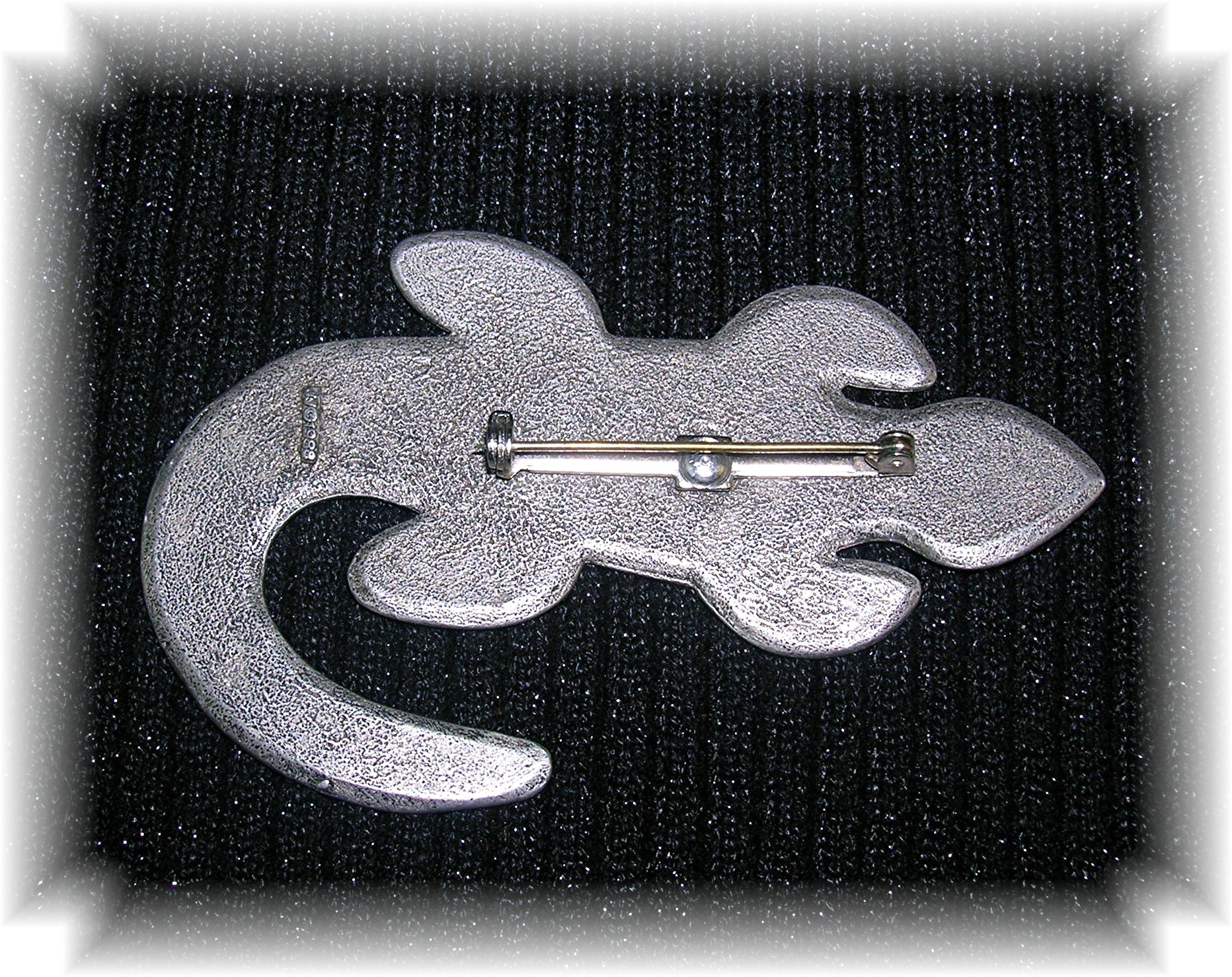 Signed JJ 1988 Pewter Lizard Pin Brooch