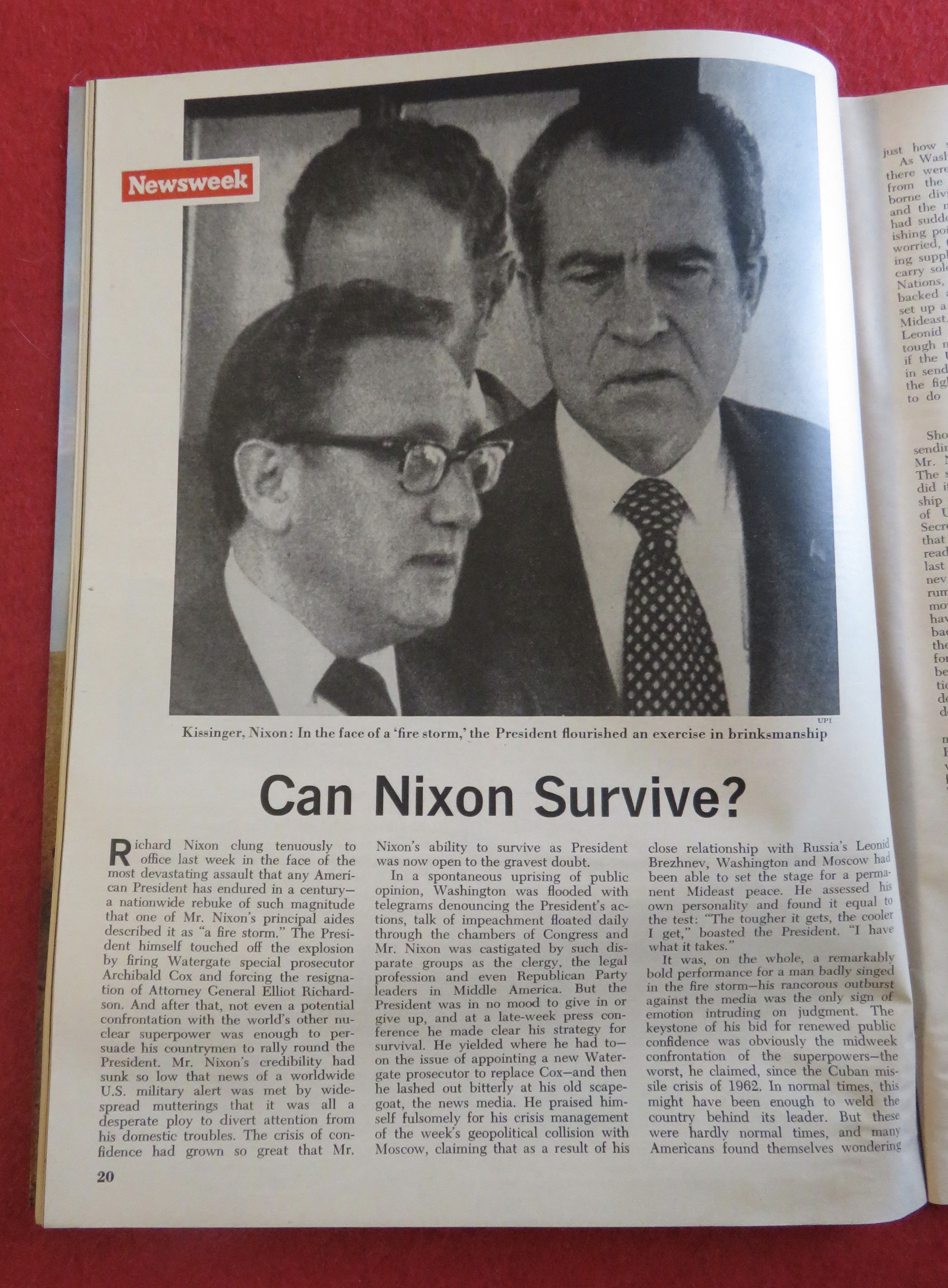 Newsweek Magazine November 5, 1973 Can He Survive