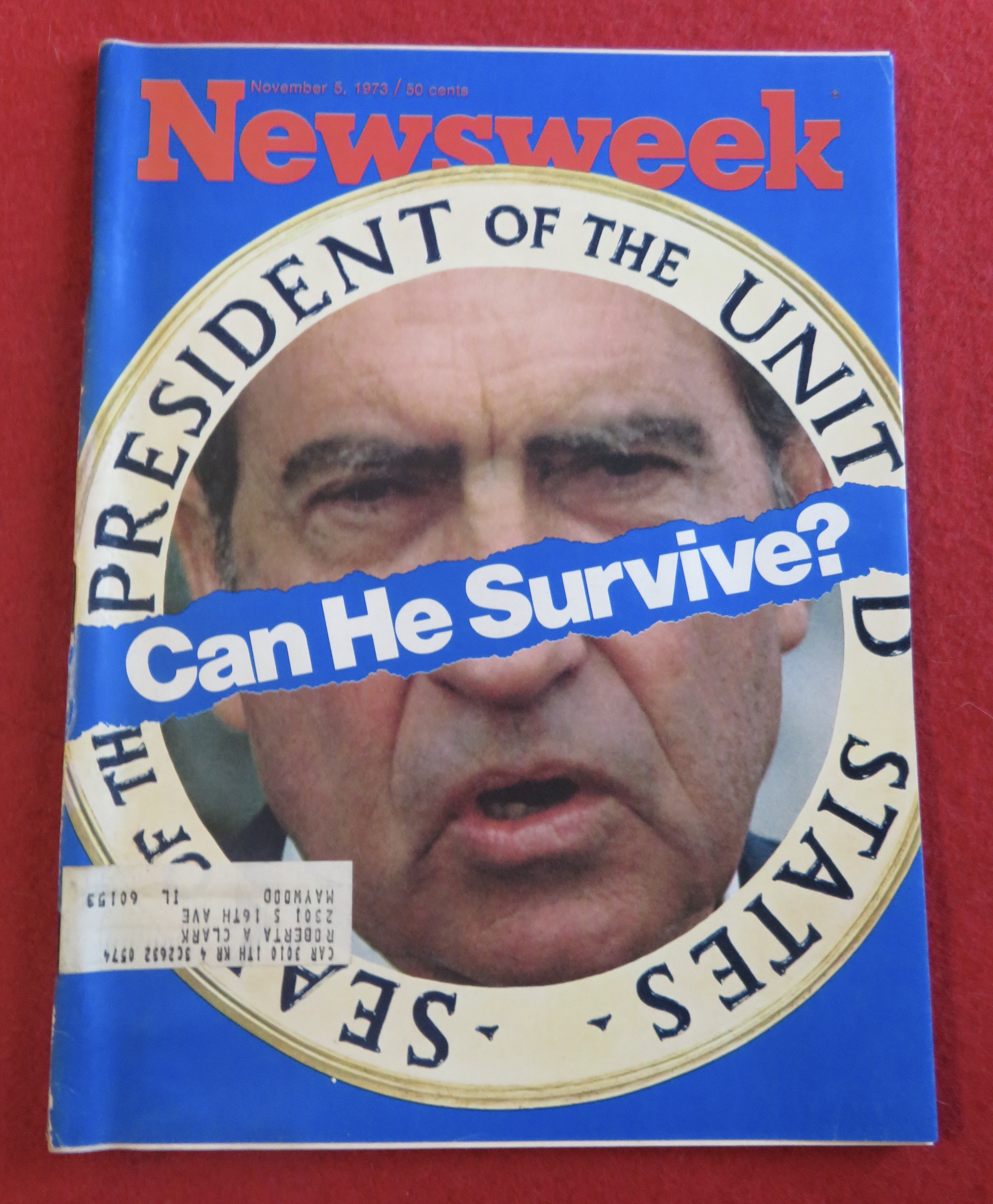 Newsweek Magazine November 5, 1973 Can He Survive