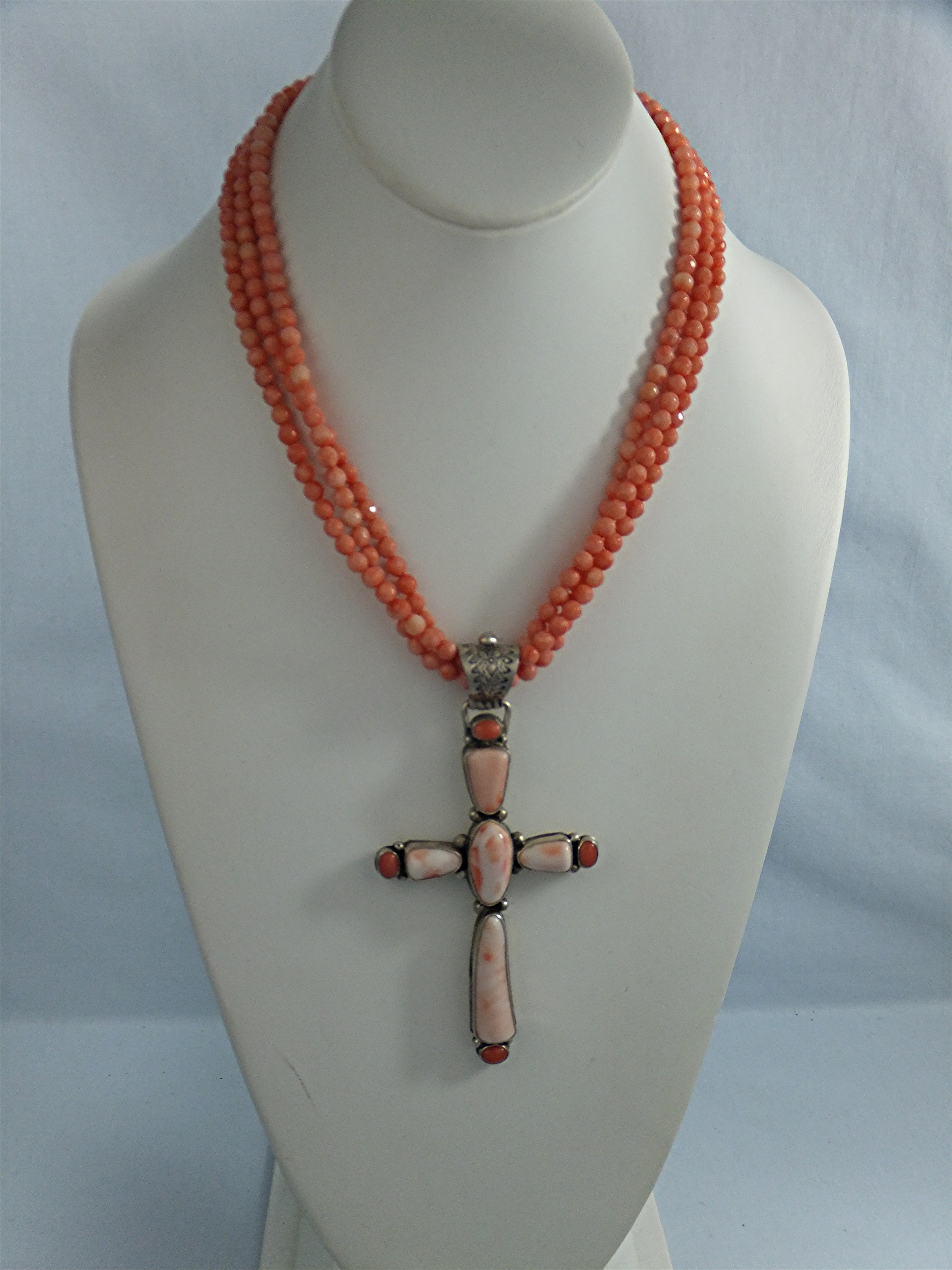 David Troutman Angelskin Coral Sterling Silver Cross
