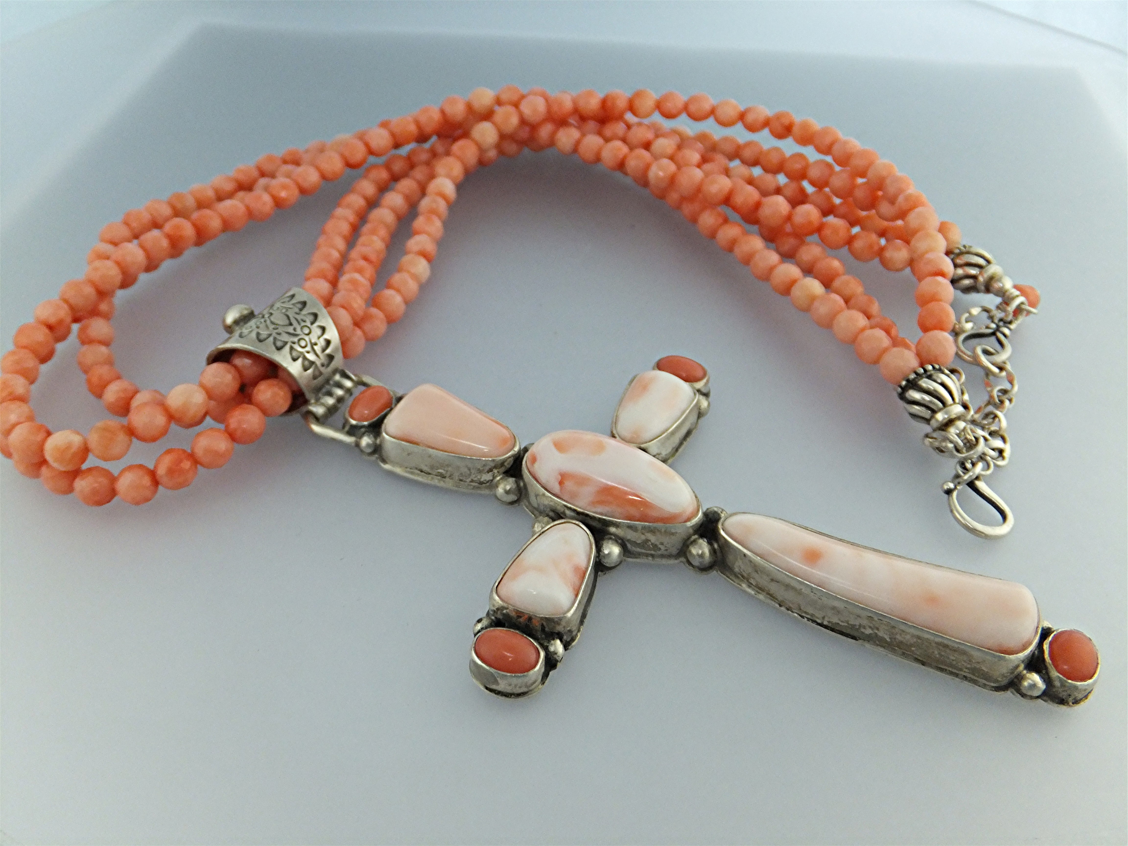 David Troutman  Angelskin Coral Sterling Silver Cross