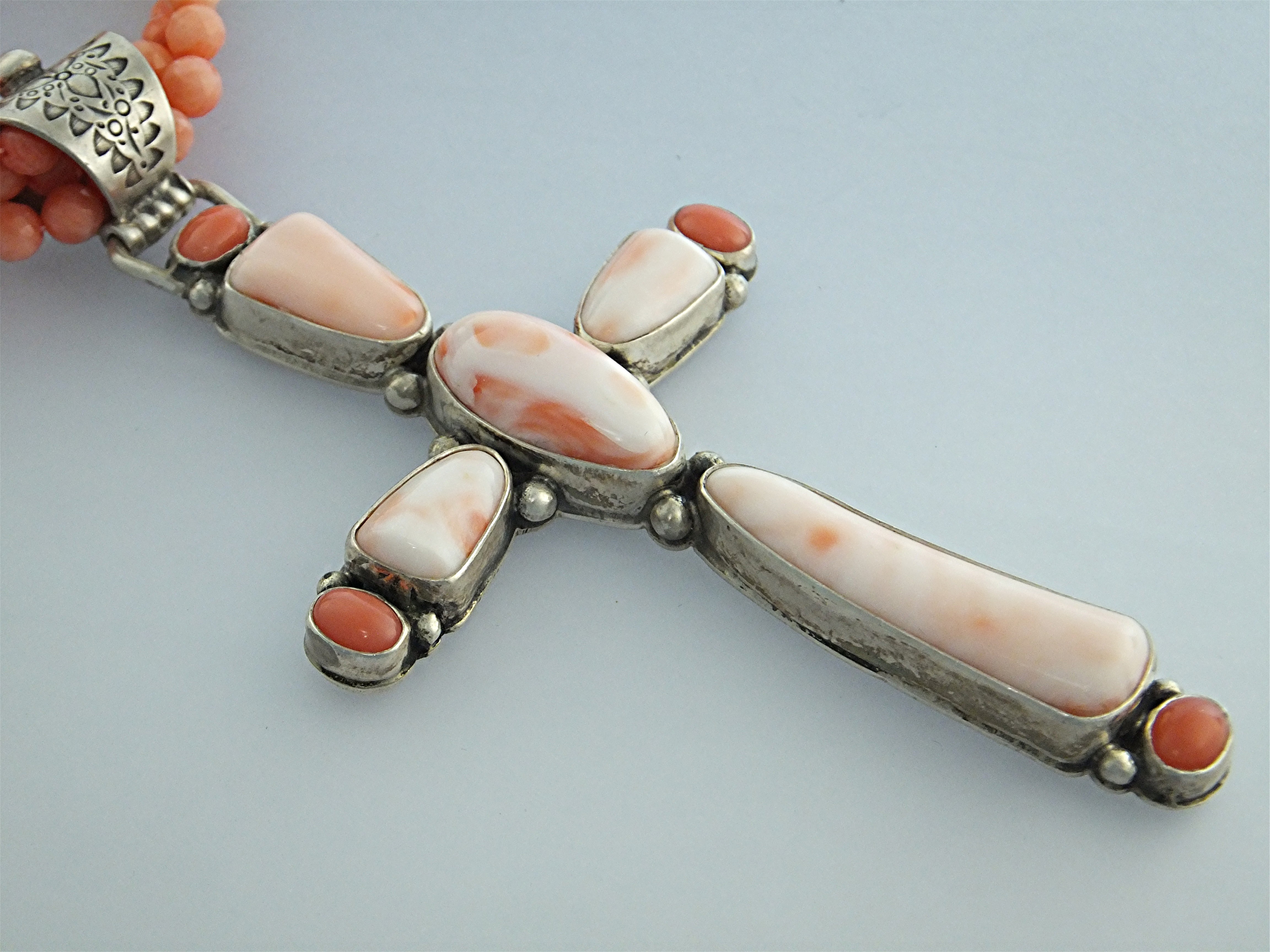 David Troutman  Angelskin Coral Sterling Silver Cross