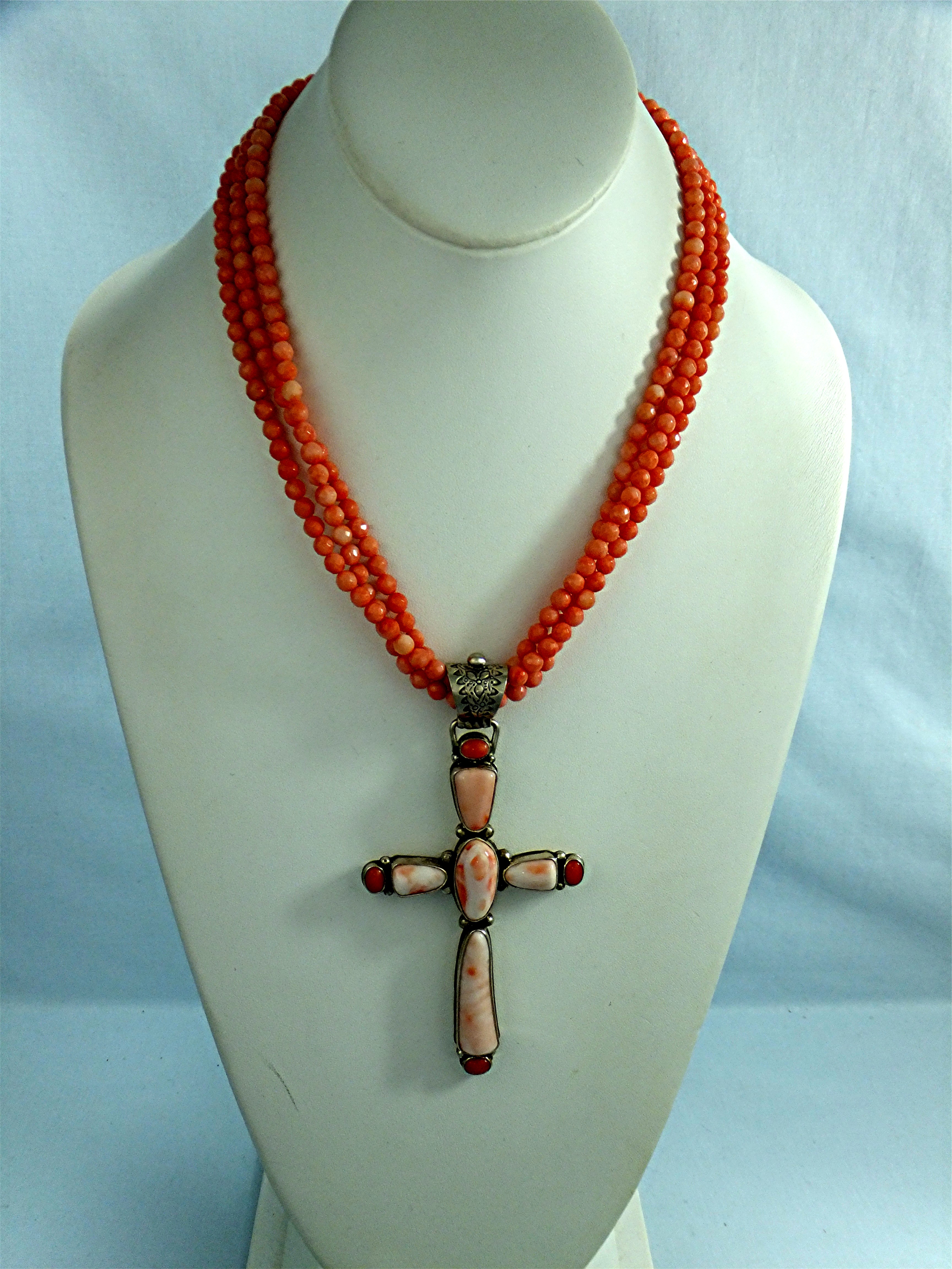 David Troutman  Angelskin Coral Sterling Silver Cross