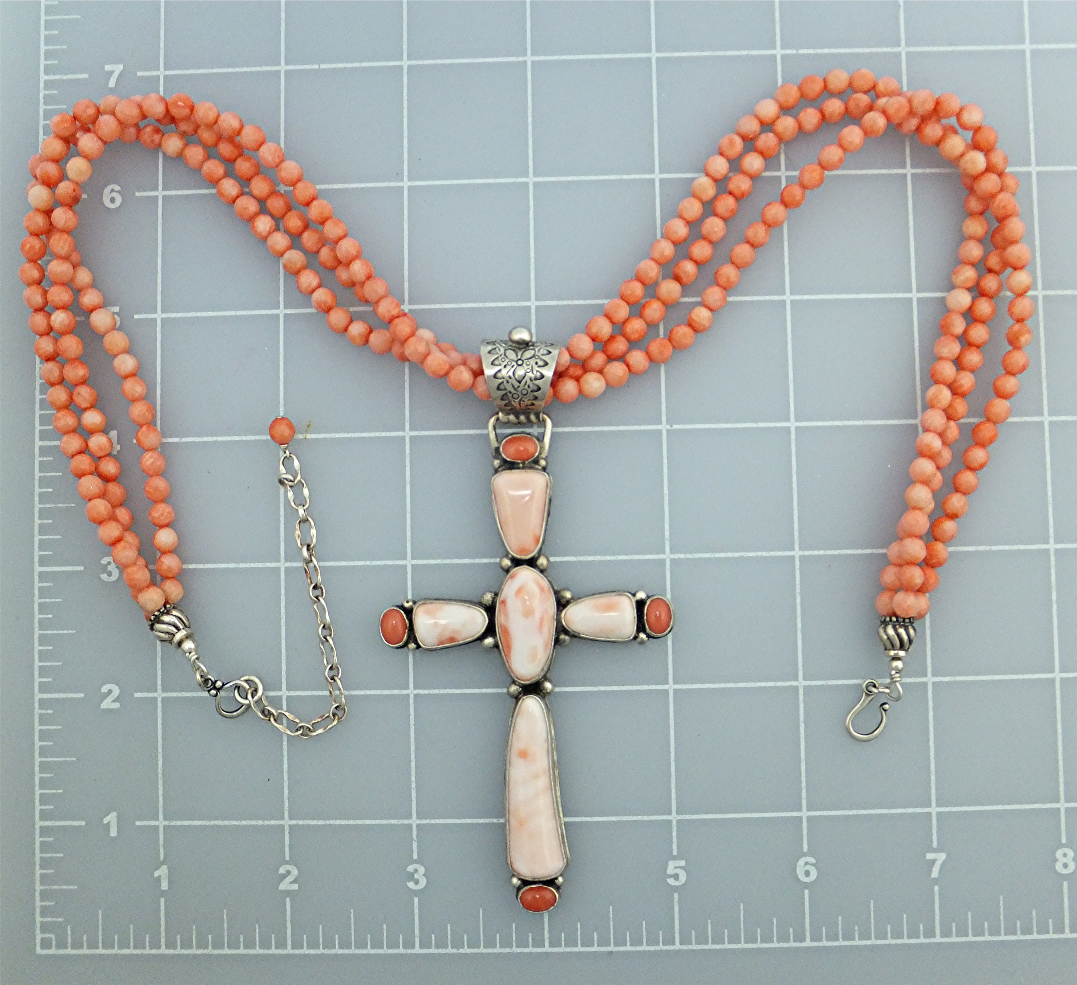 David Troutman  Angelskin Coral Sterling Silver Cross