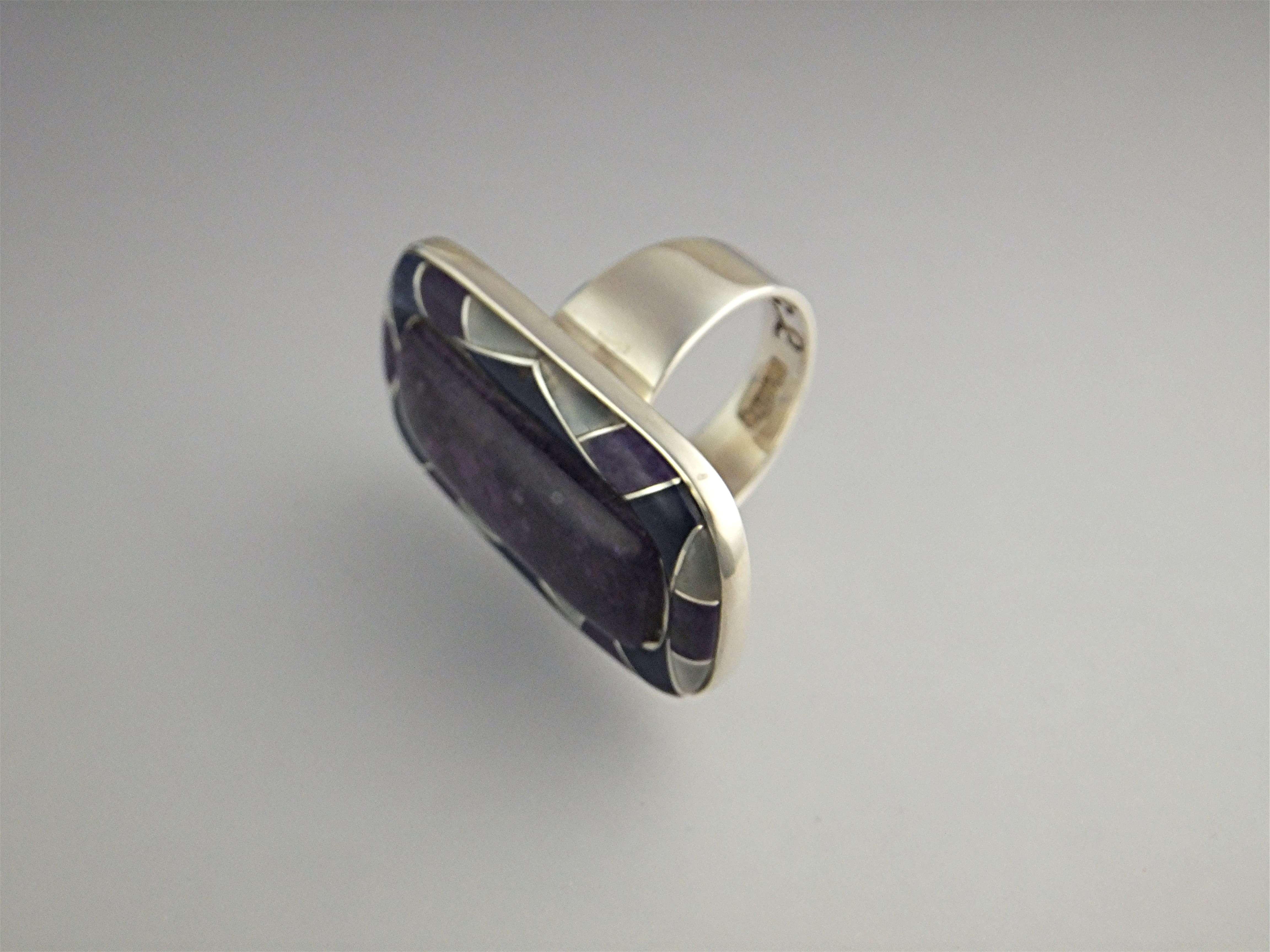 Ring Sterling Silver Russian Charoite Lapis Mother Of P