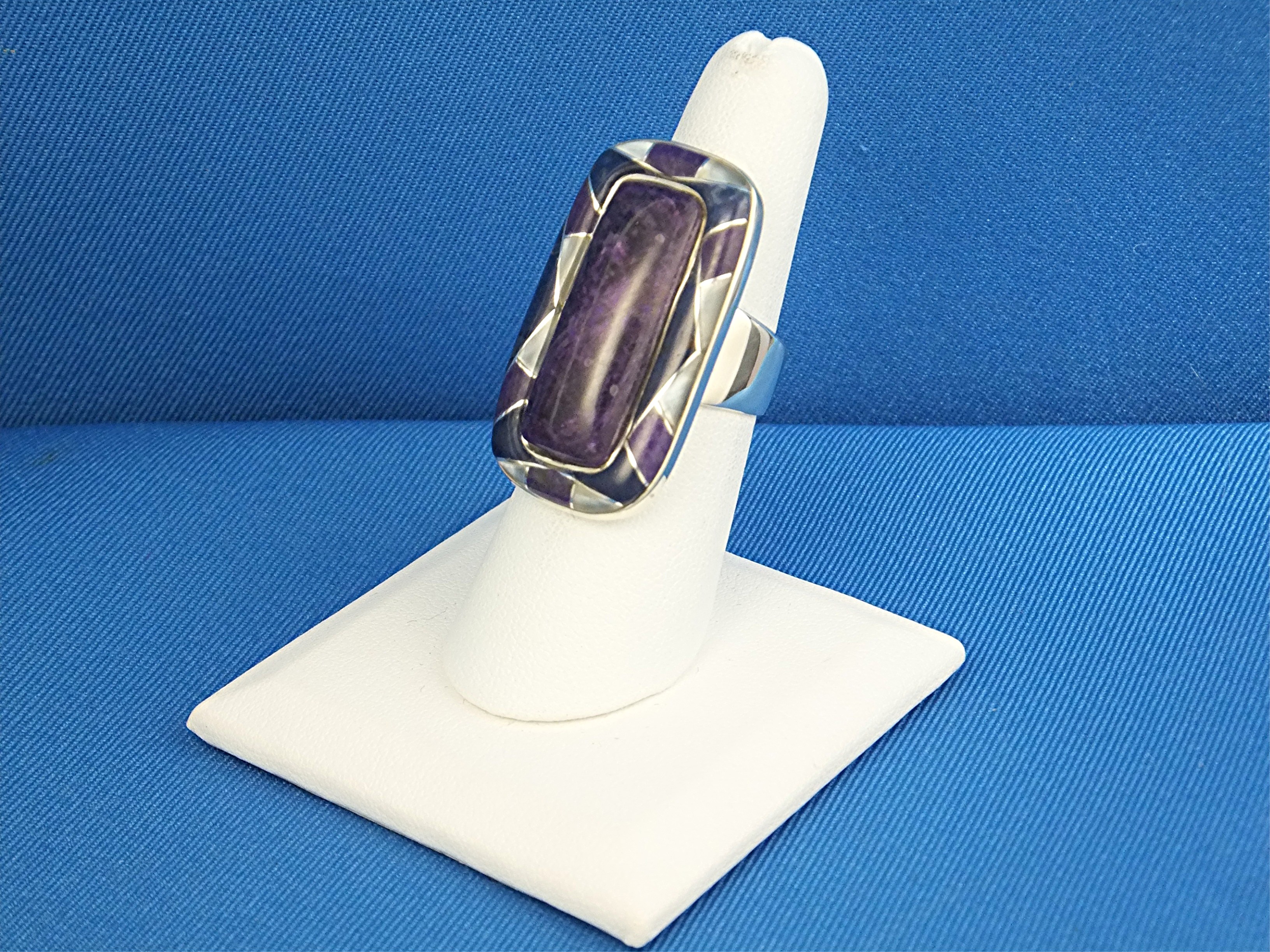 Ring Sterling Silver Russian Charoite Lapis Mother Of P