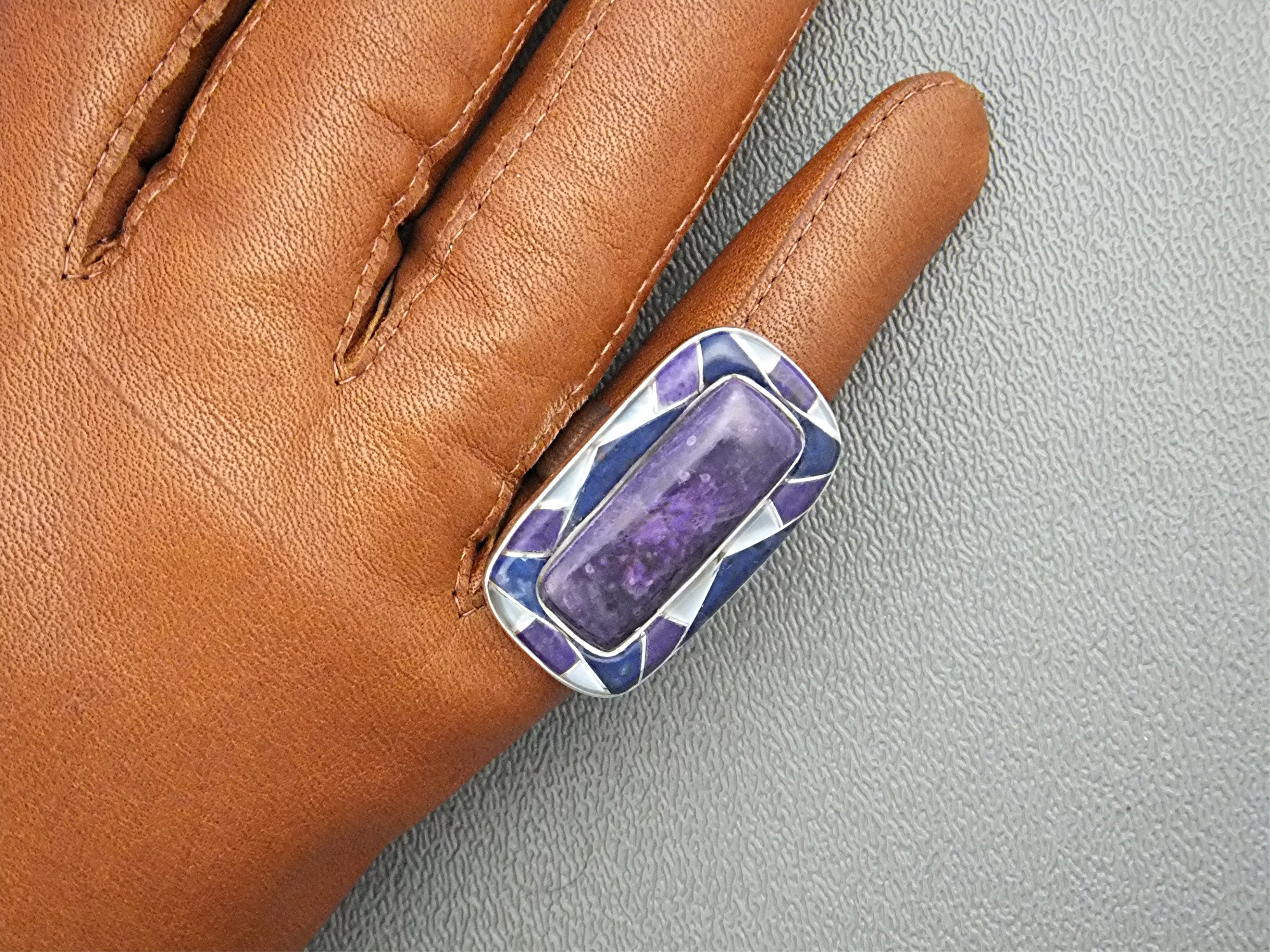 Ring Sterling Silver Russian Charoite Lapis Mother Of P