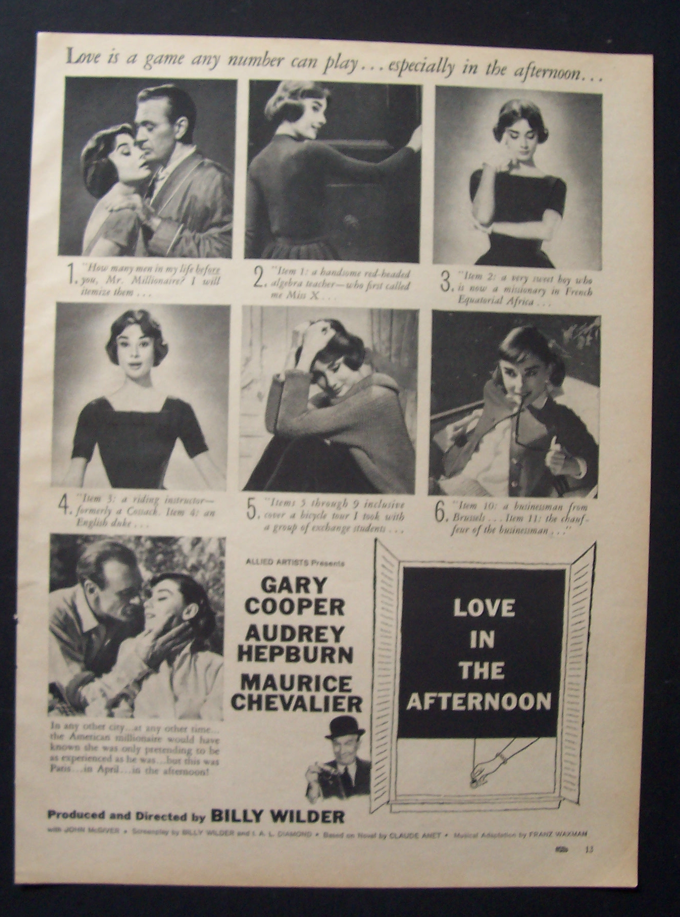 1957  Movie  Ad  for  Love  In  The  Afternoon