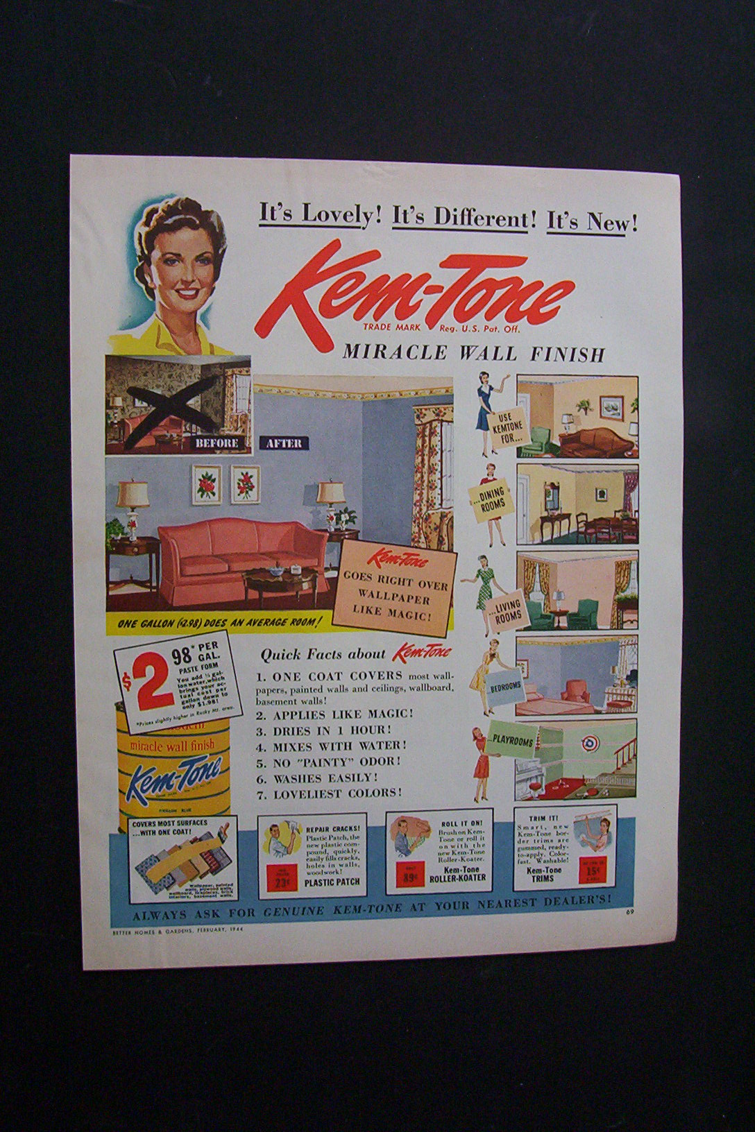 1944 Dual Ad: Norge  Appliances  &  Kem  Tone  Paint