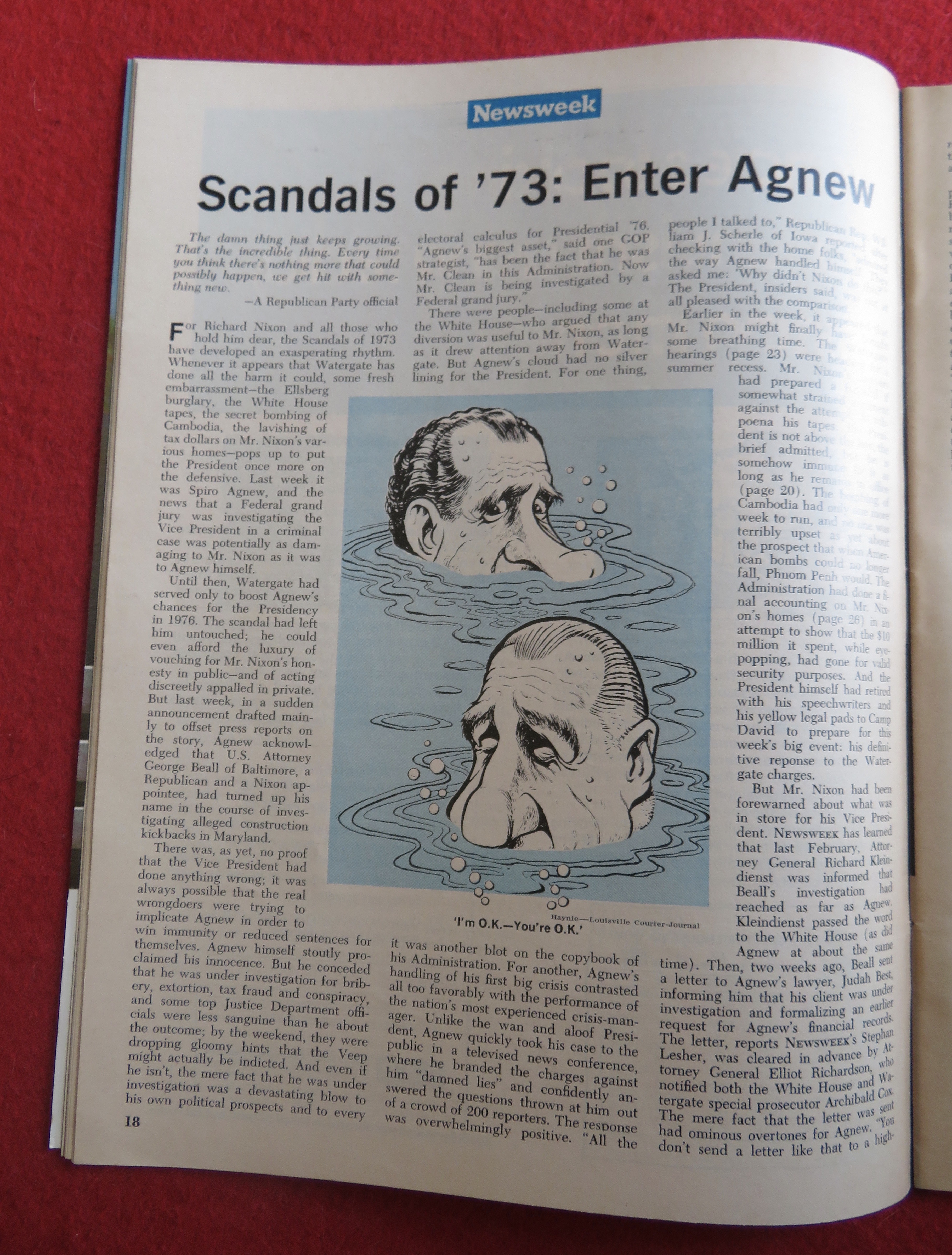 Newsweek Magazine August 20, 1973 The Agnew Case