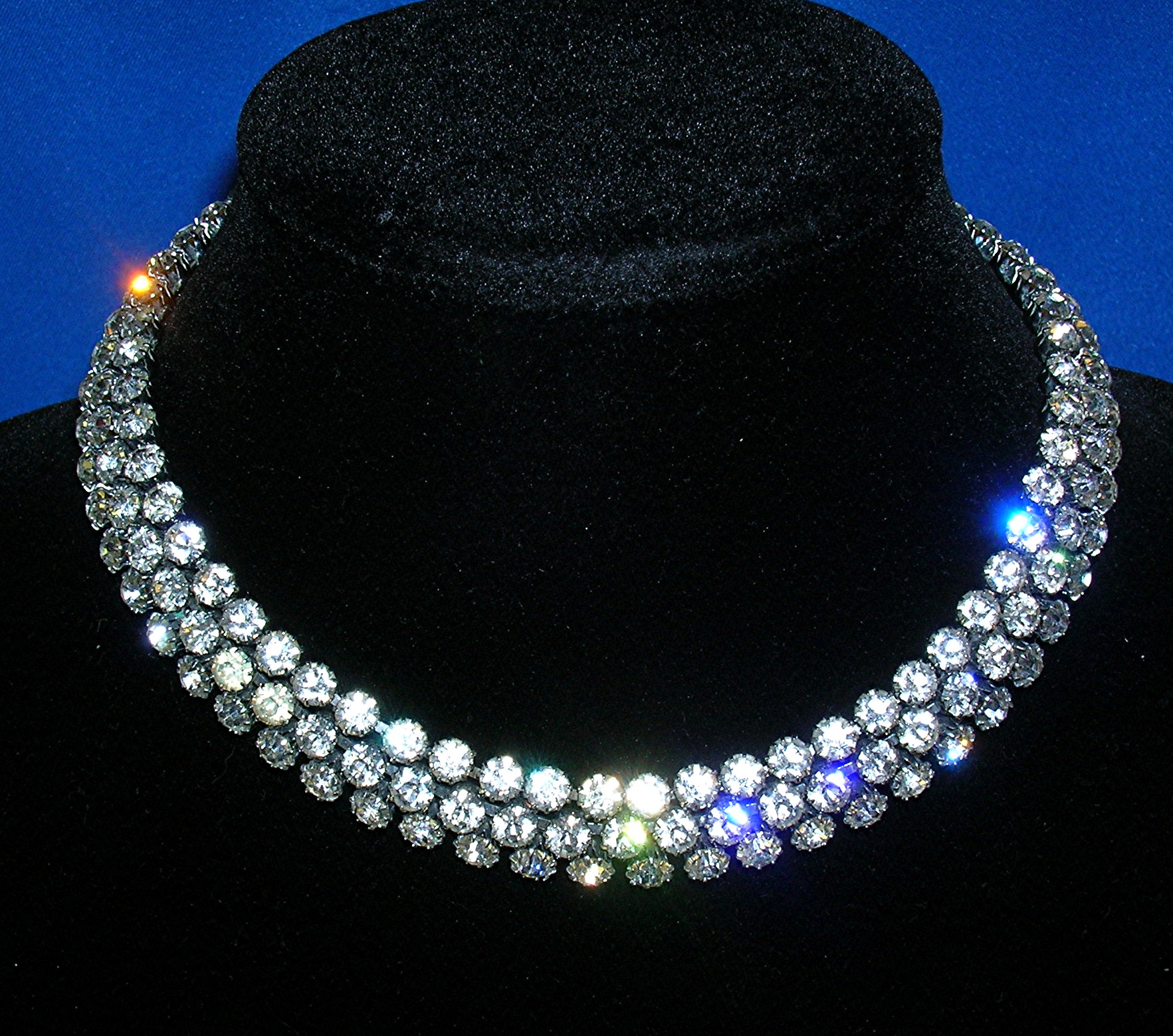 Crystal Rhinestone  Costume Necklace 50s England