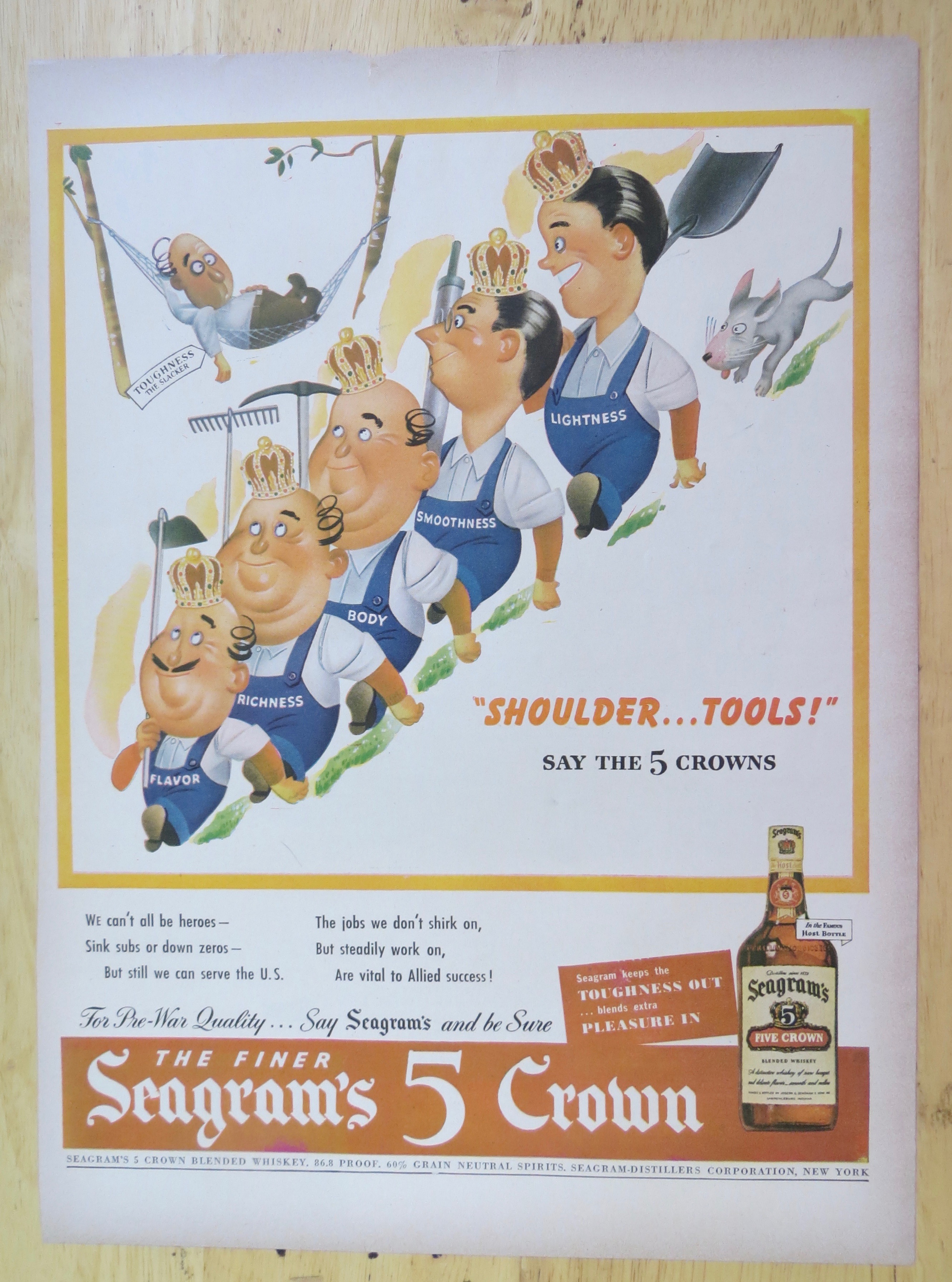 1944 Seagram's 5 Crown with 5 Men Wearing Crowns
