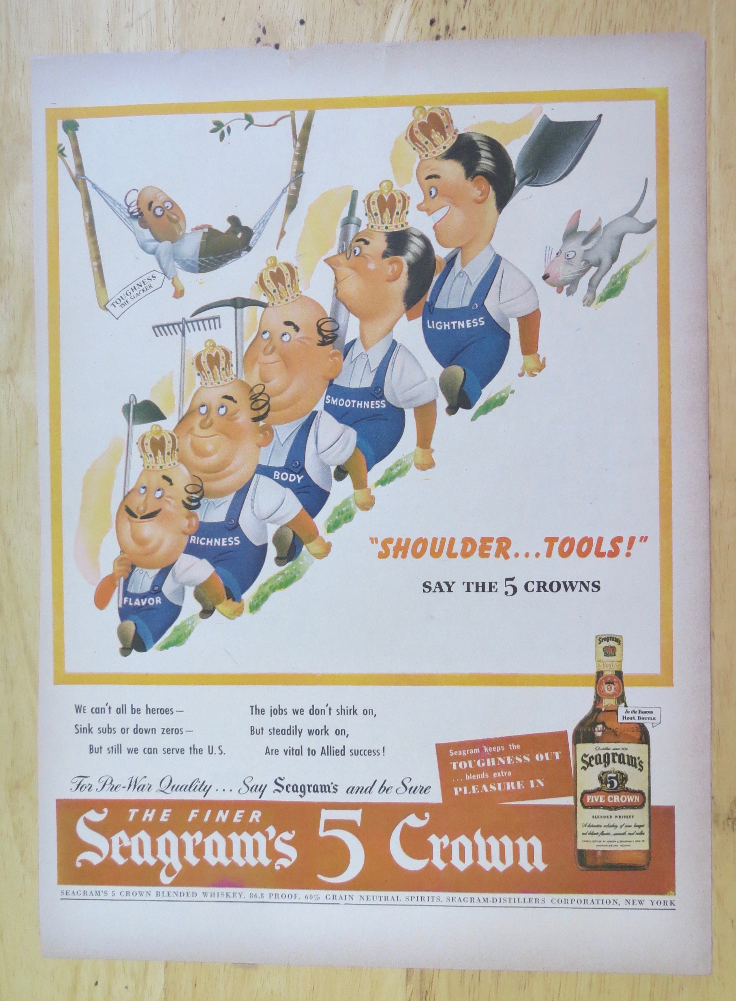 1944 Seagram's 5 Crown with 5 Men Wearing Crowns