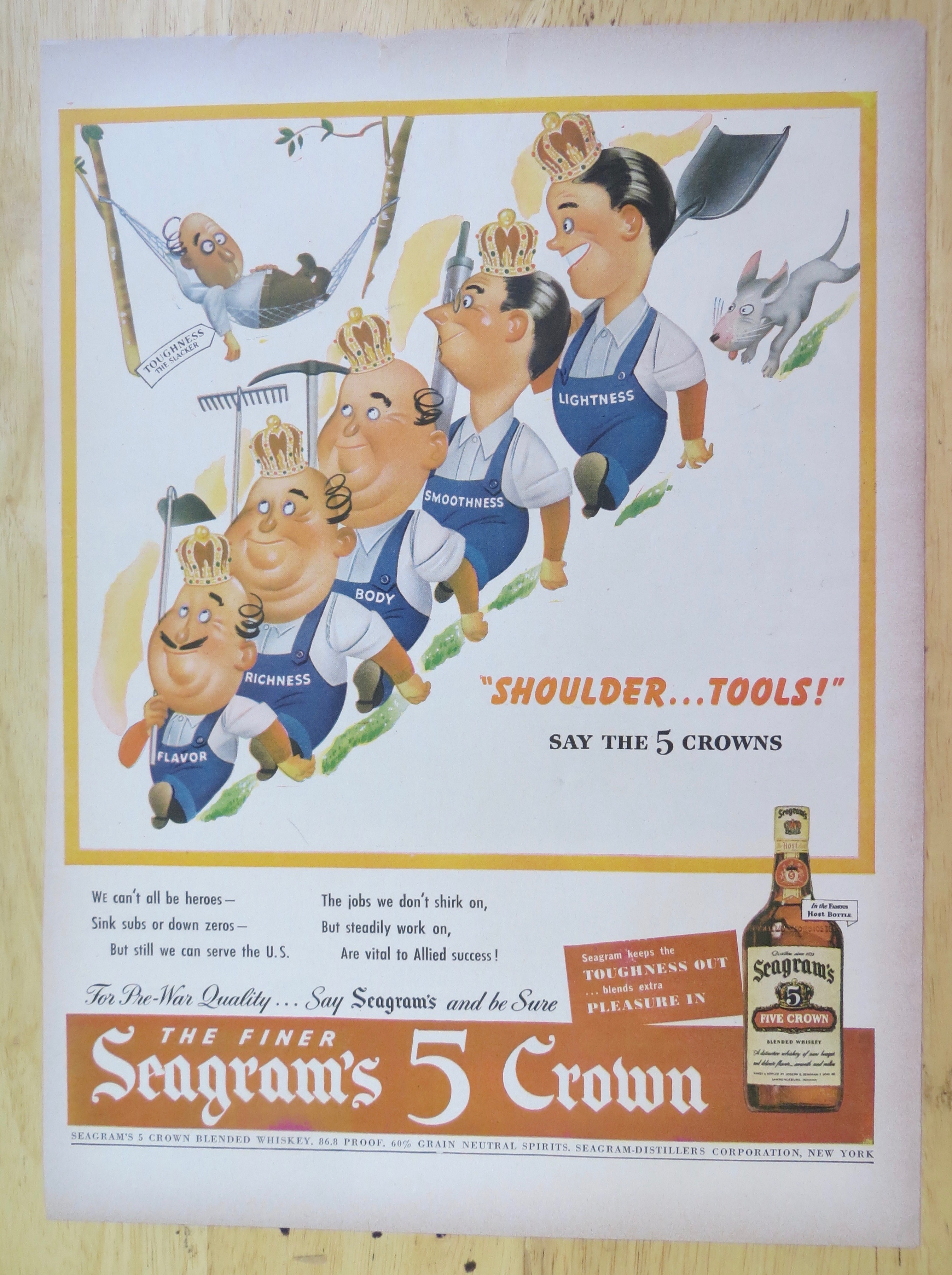 1944 Seagram's 5 Crown with 5 Men Wearing Crowns
