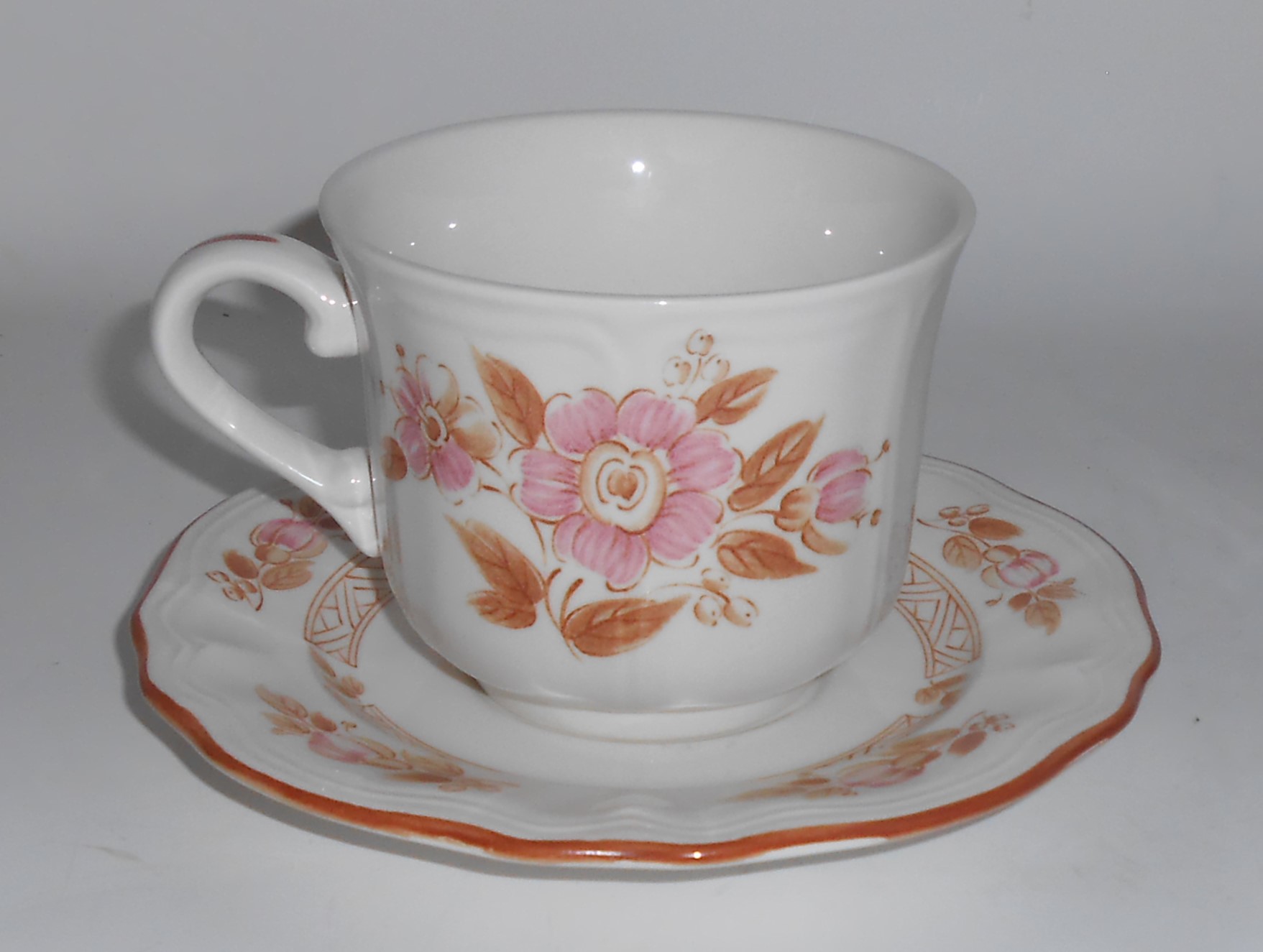 Sears Wicker Rose Ironstone Cup & Saucer Set