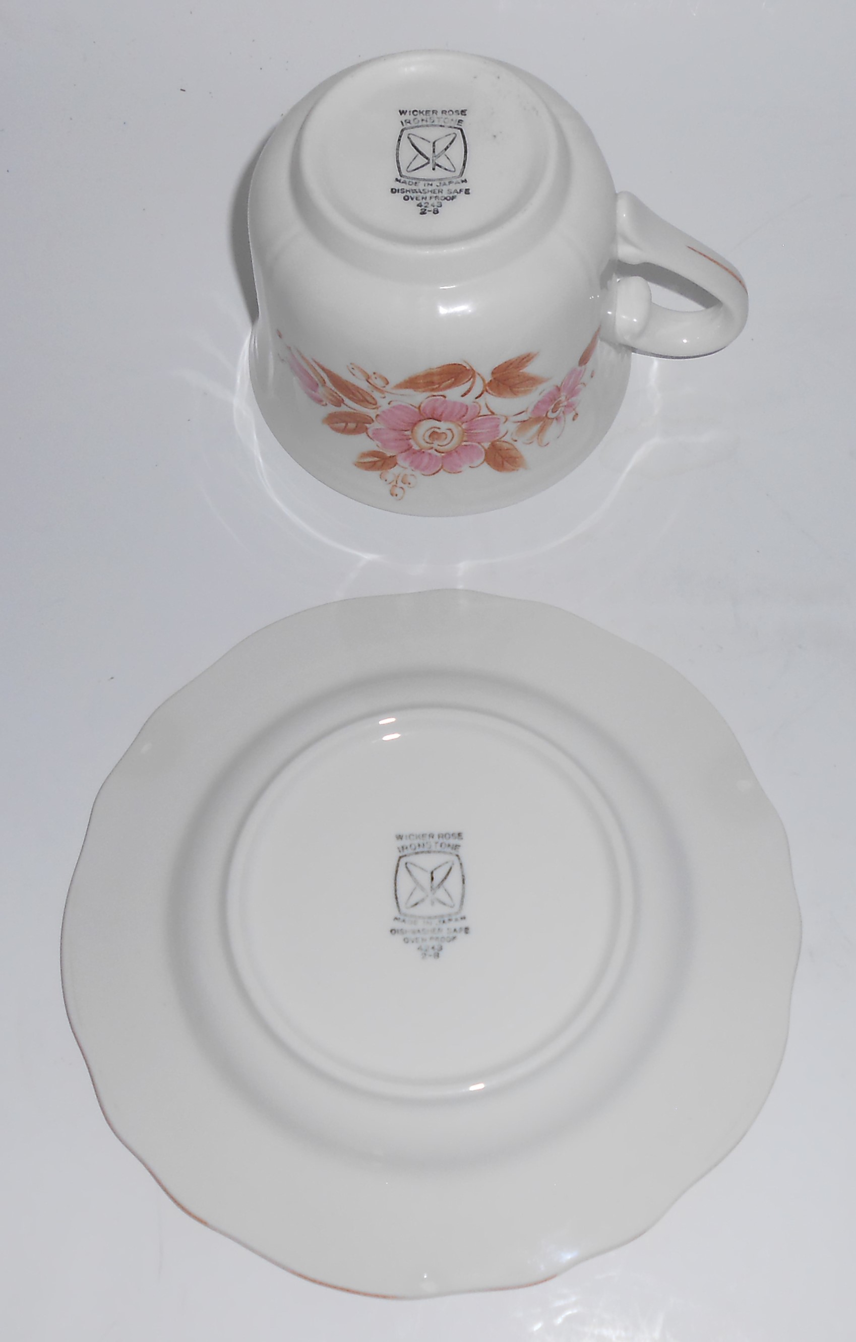 Sears Wicker Rose Ironstone Cup & Saucer Set