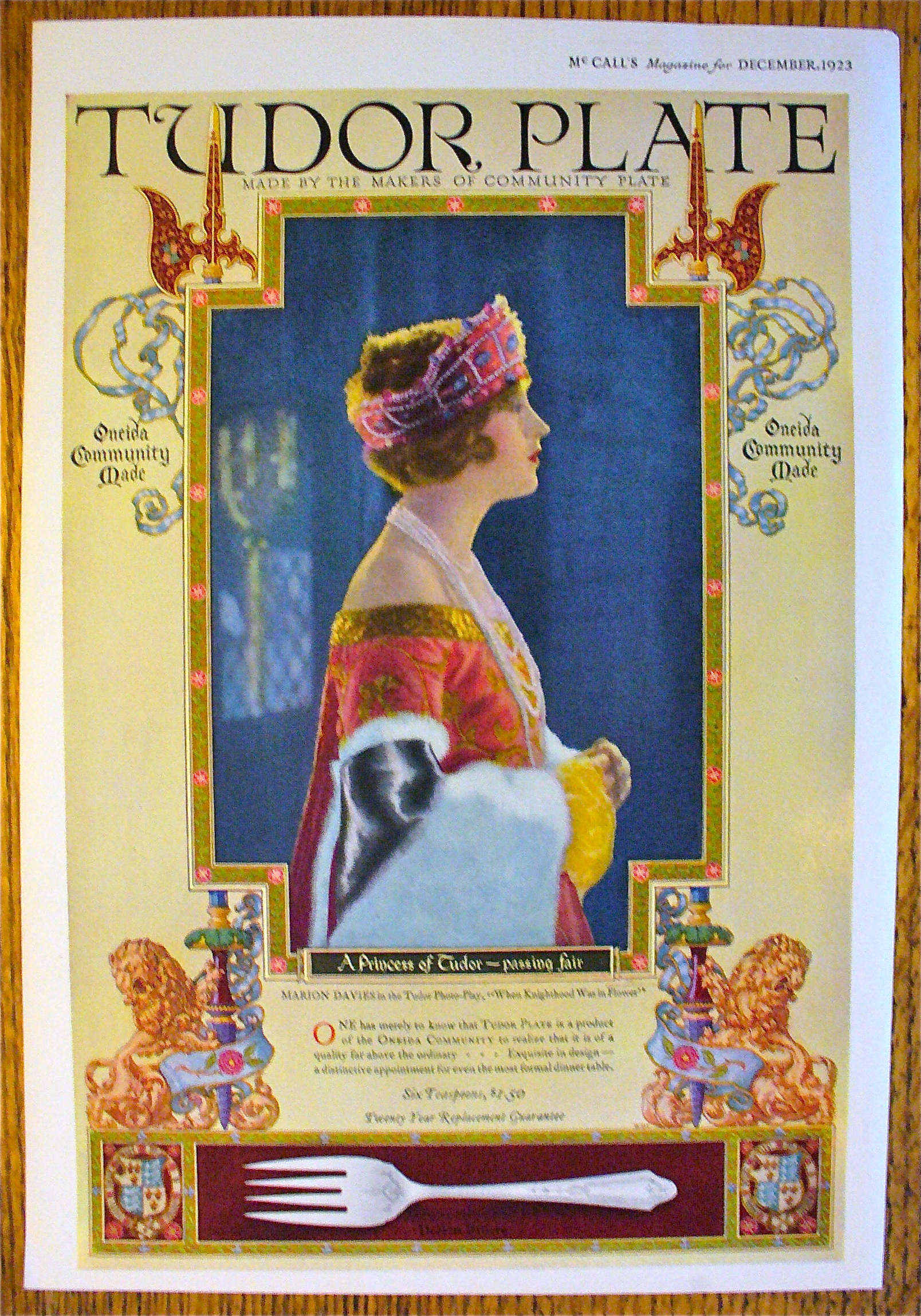 1923 Tudor Plate with Marion Davies