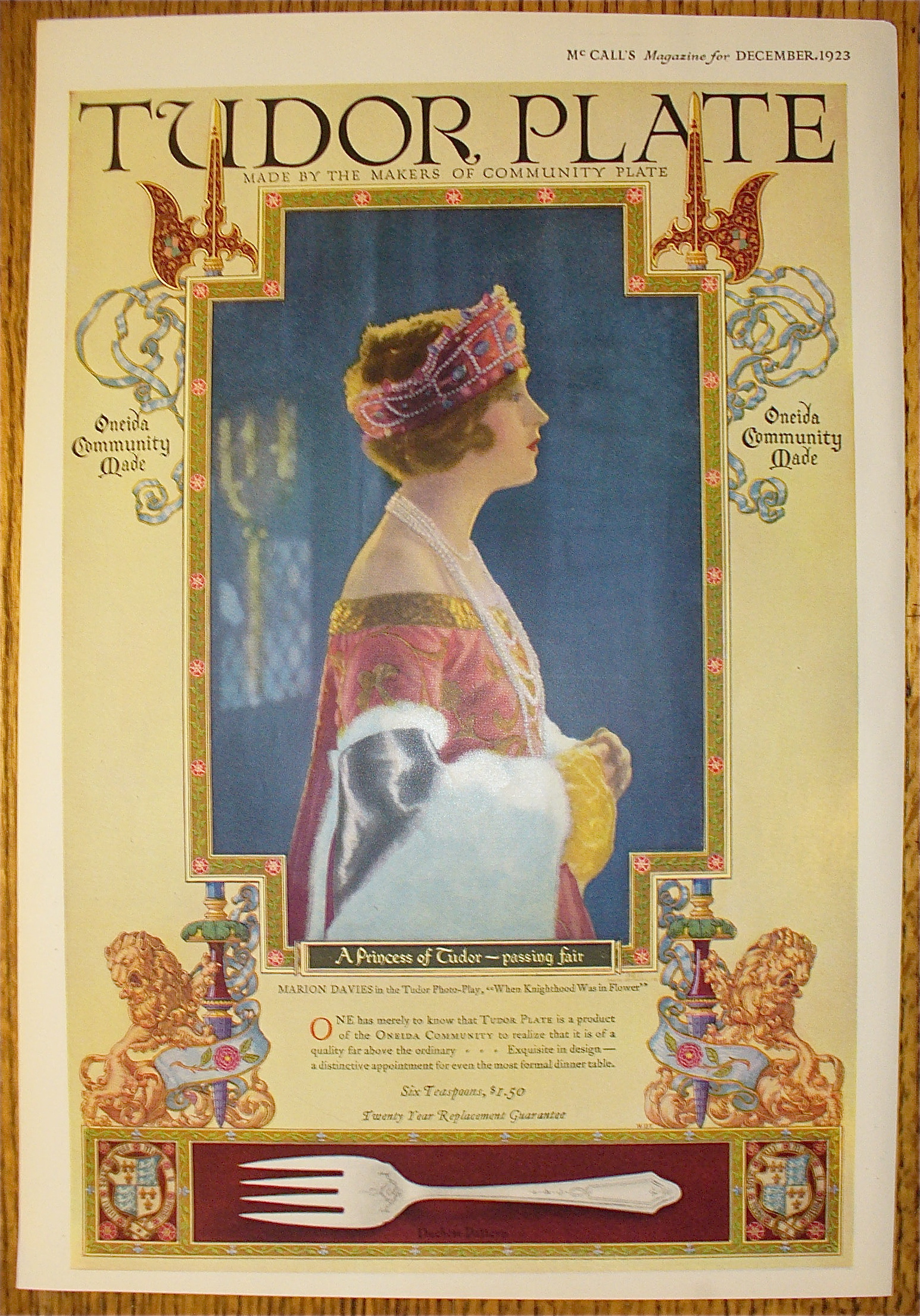 1923 Tudor Plate with Marion Davies