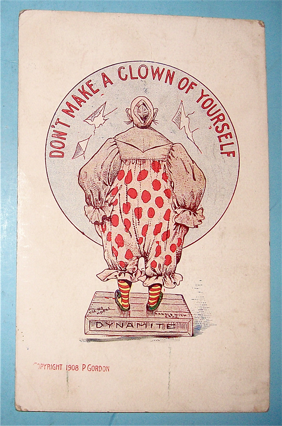 Clown Standing On Dynamite Postcard