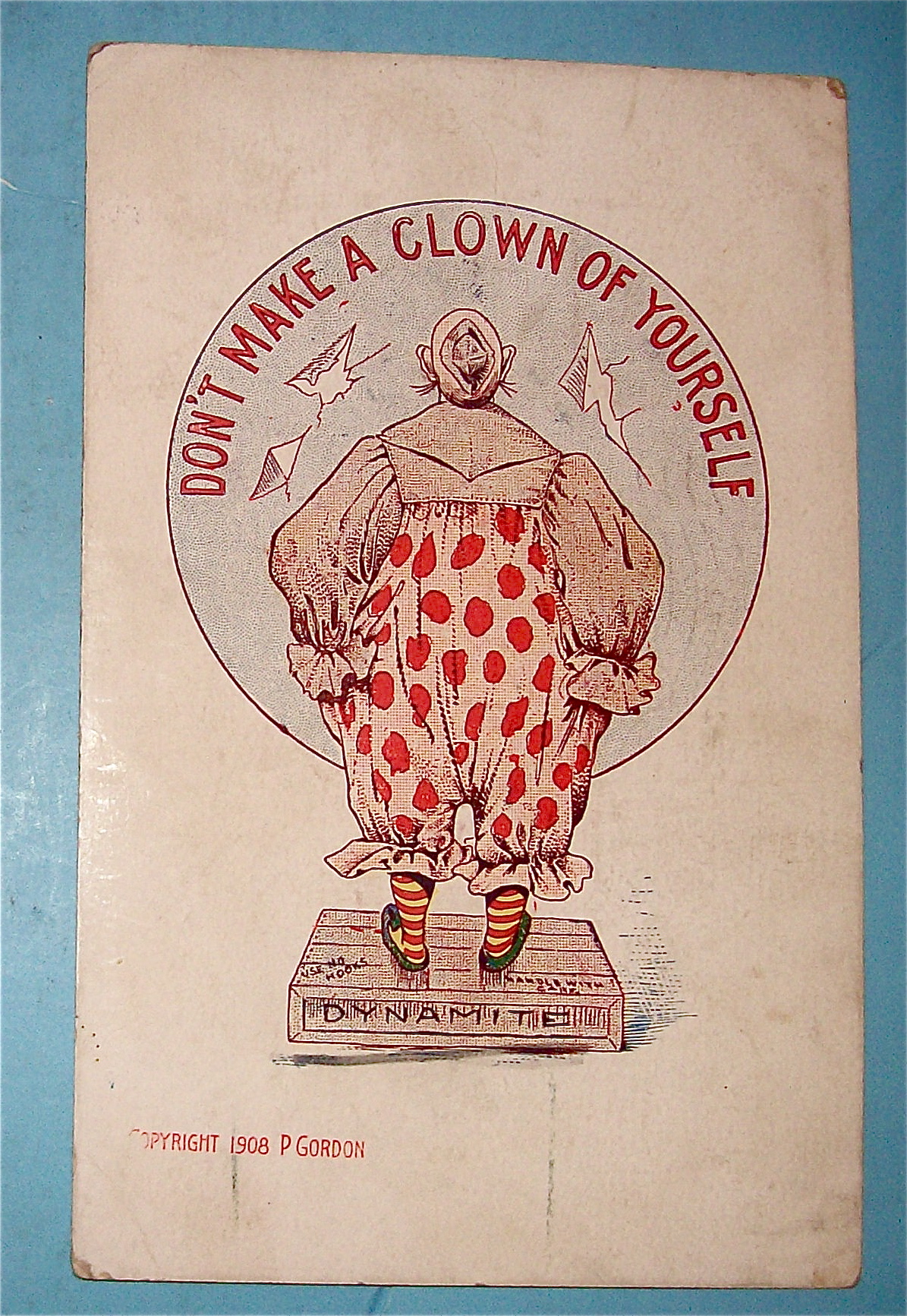 Clown Standing On Dynamite Postcard