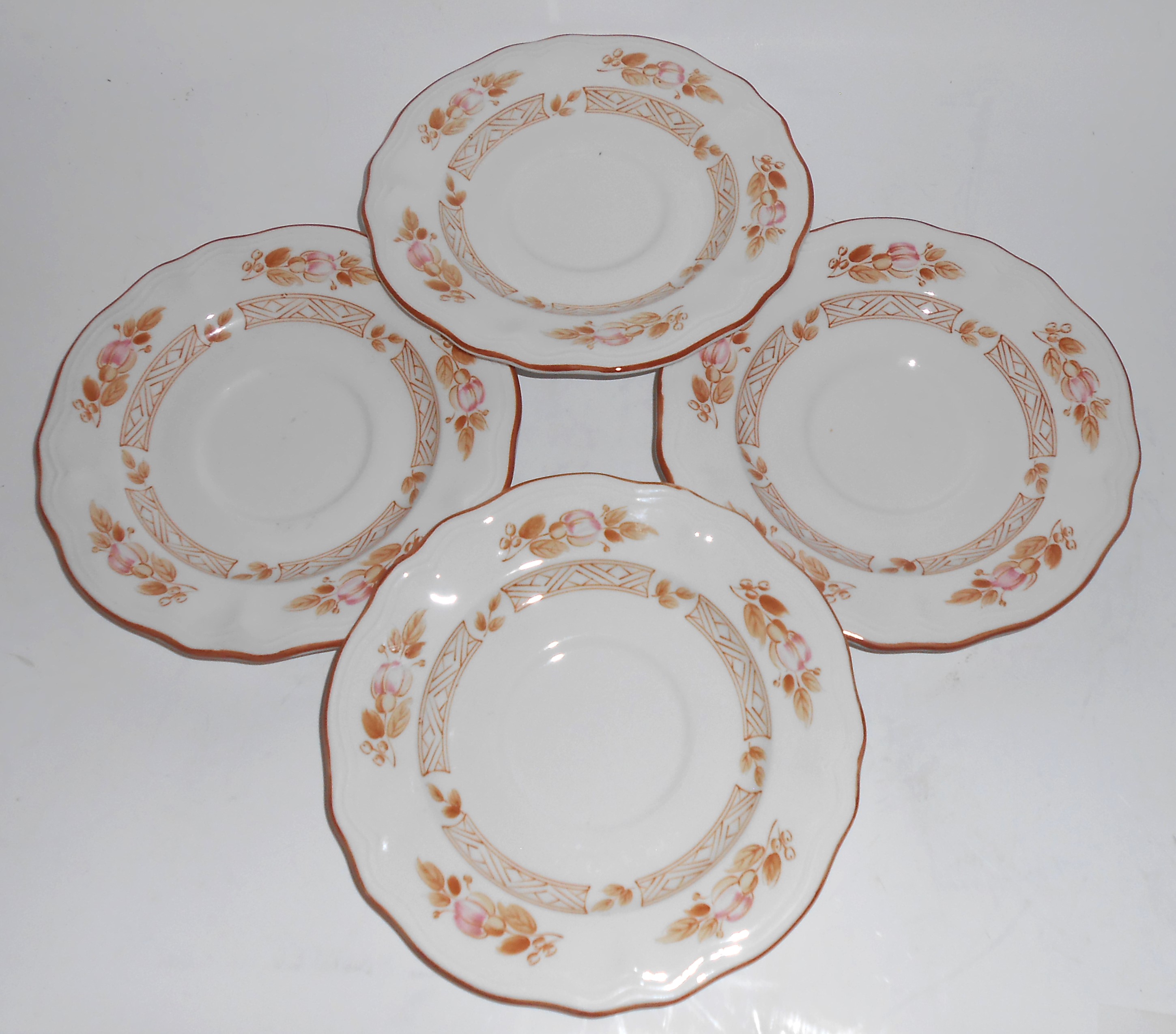 Sears Wicker Rose Ironstone Set/4 Saucers