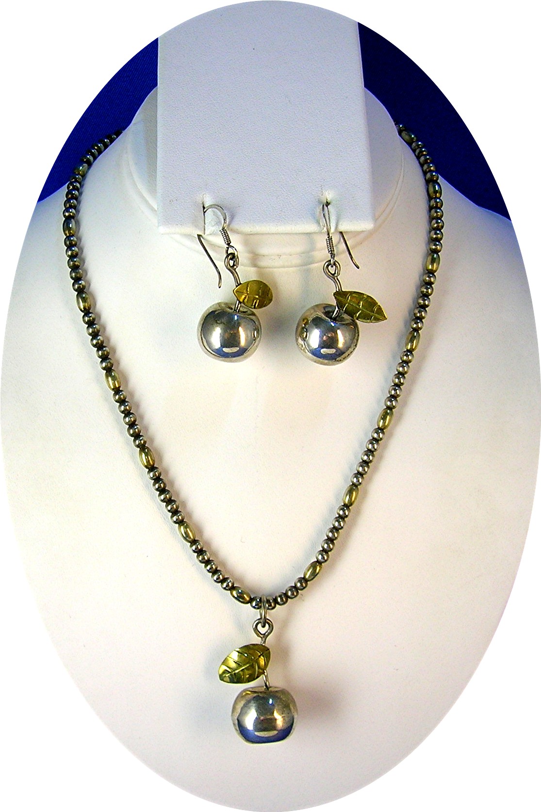 Necklace Sterling Silver Mexico Apple Pendant Earrings