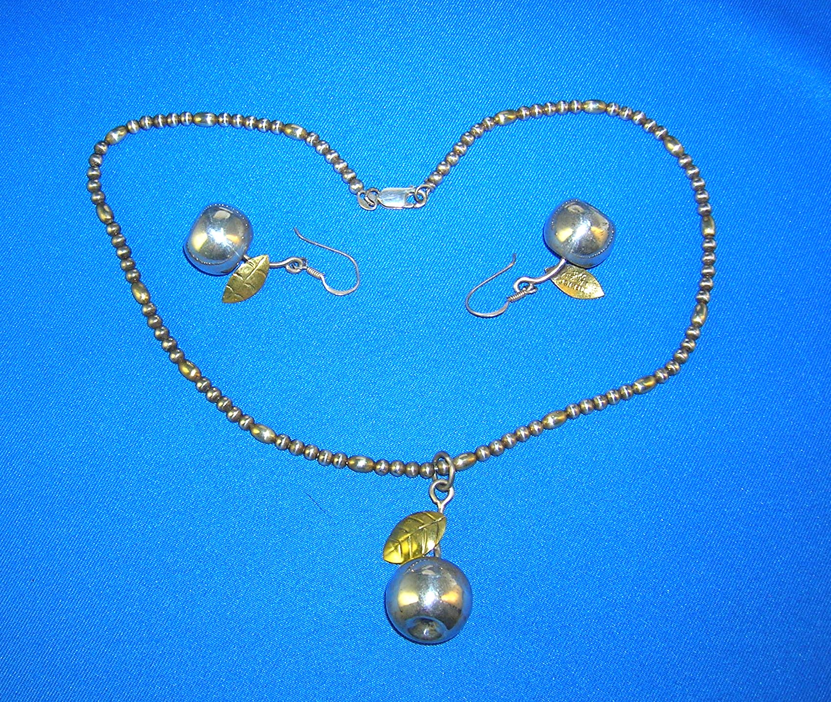 Necklace Sterling Silver Mexico Apple Pendant Earrings