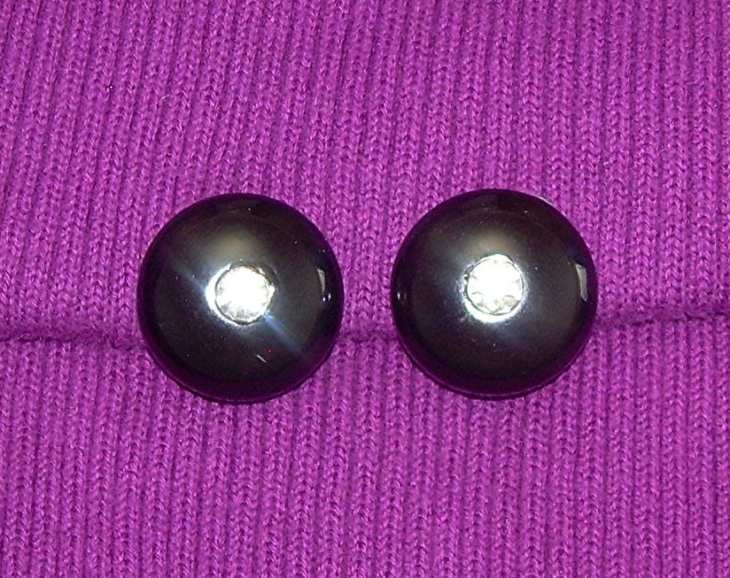 Black Bakelite Lucite Rhinestone Clip Earring