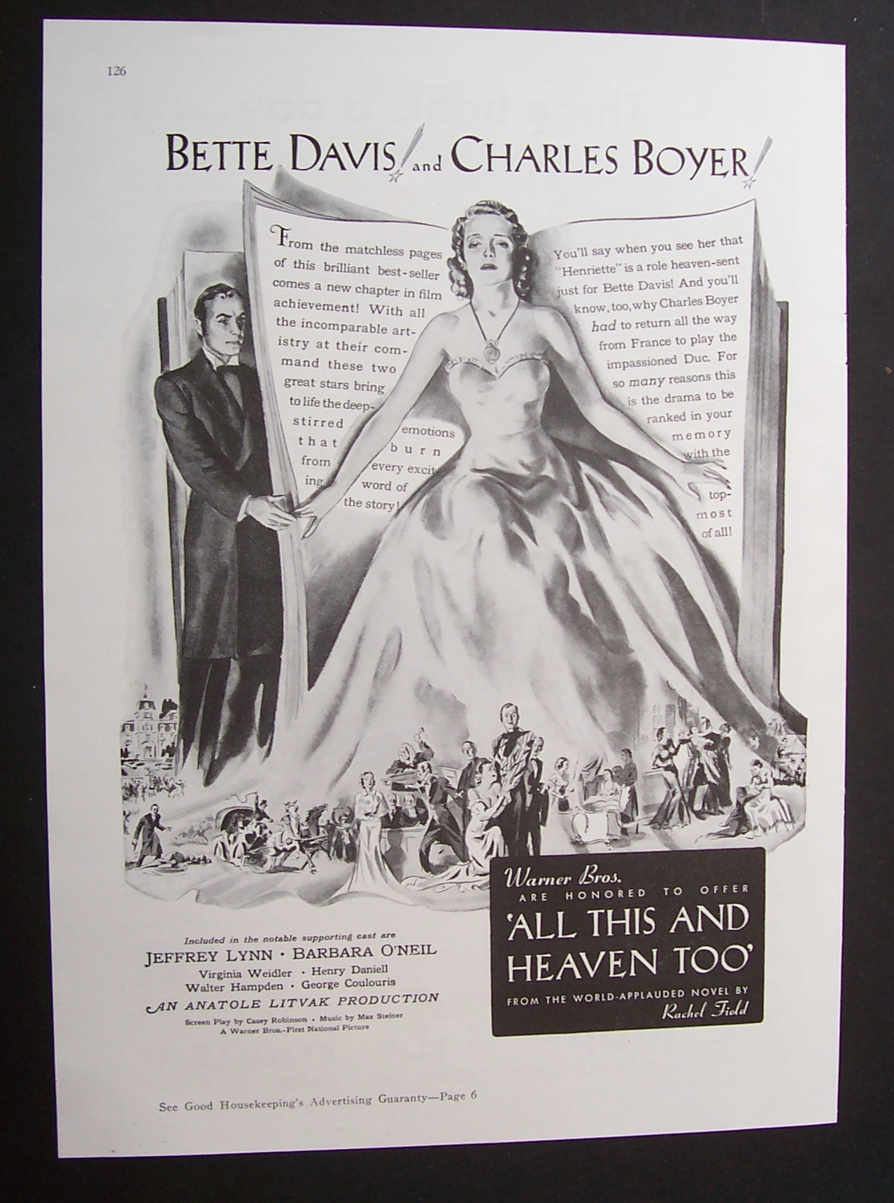 1940  Movie  Ad  For  All  This  And  Heaven  Too