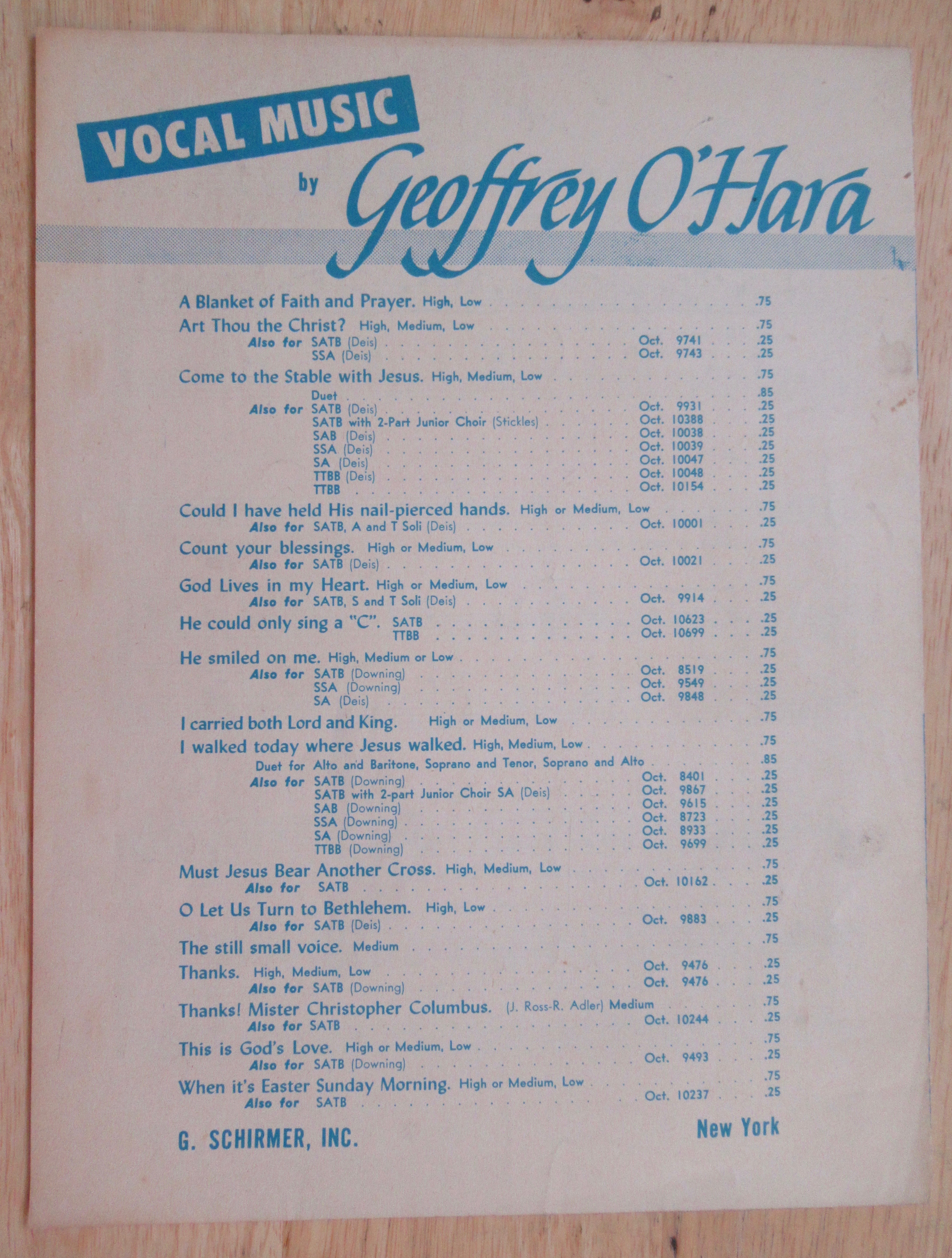 1950 Come To The Stable With Jesus Sheet Music