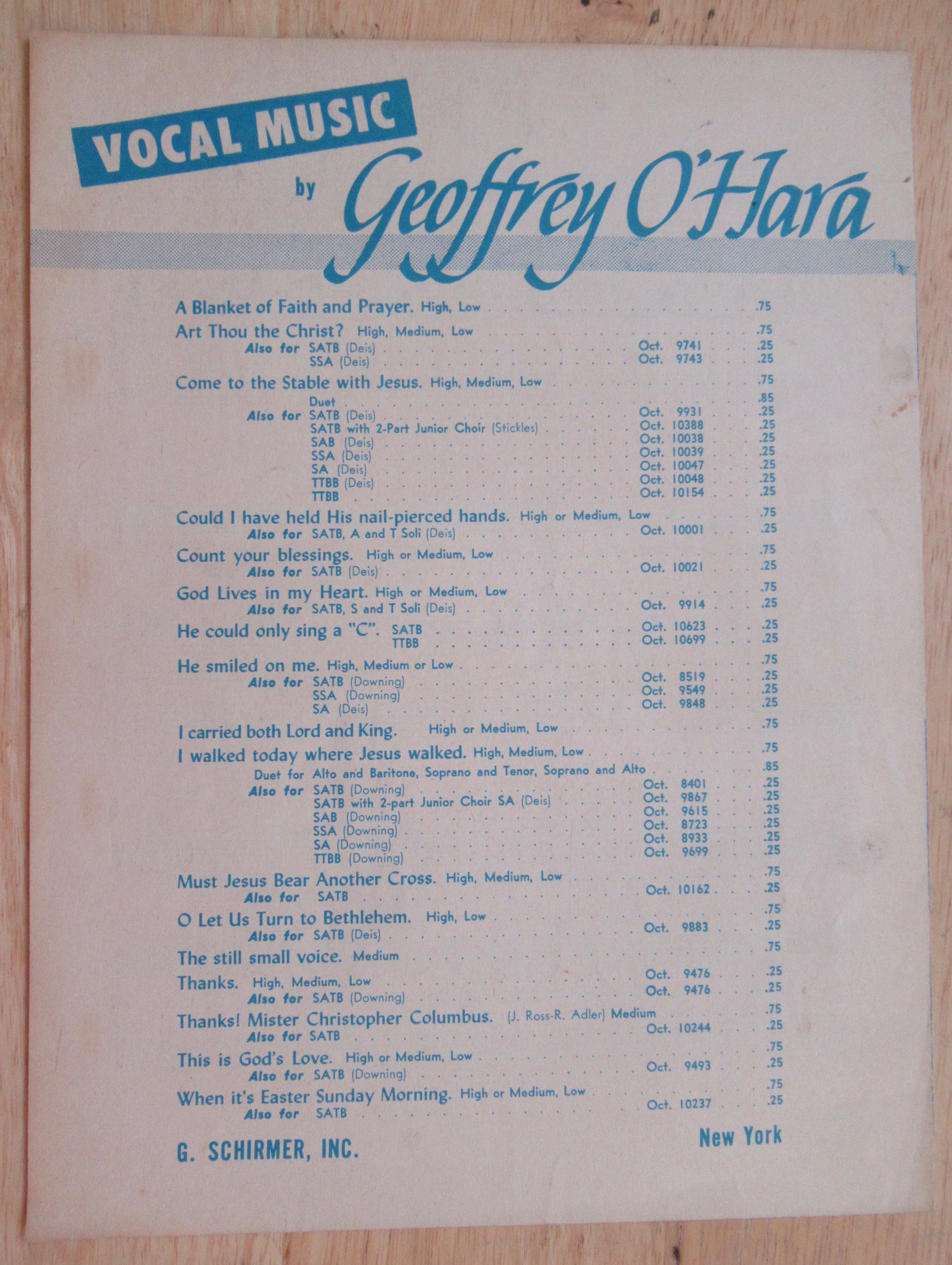 1950 Come To The Stable With Jesus Sheet Music